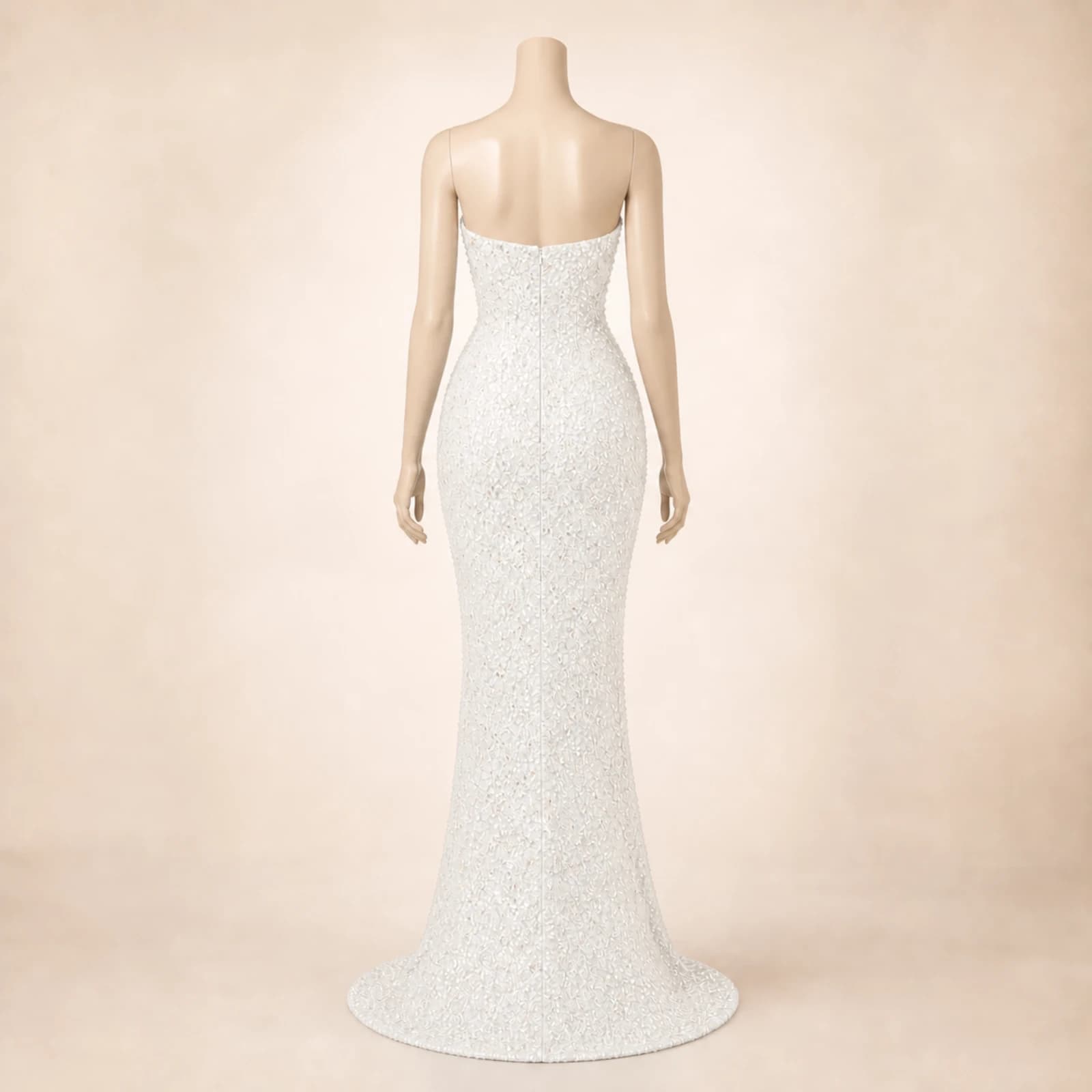 Bianca White Crystal Mermaid Gown, view 2