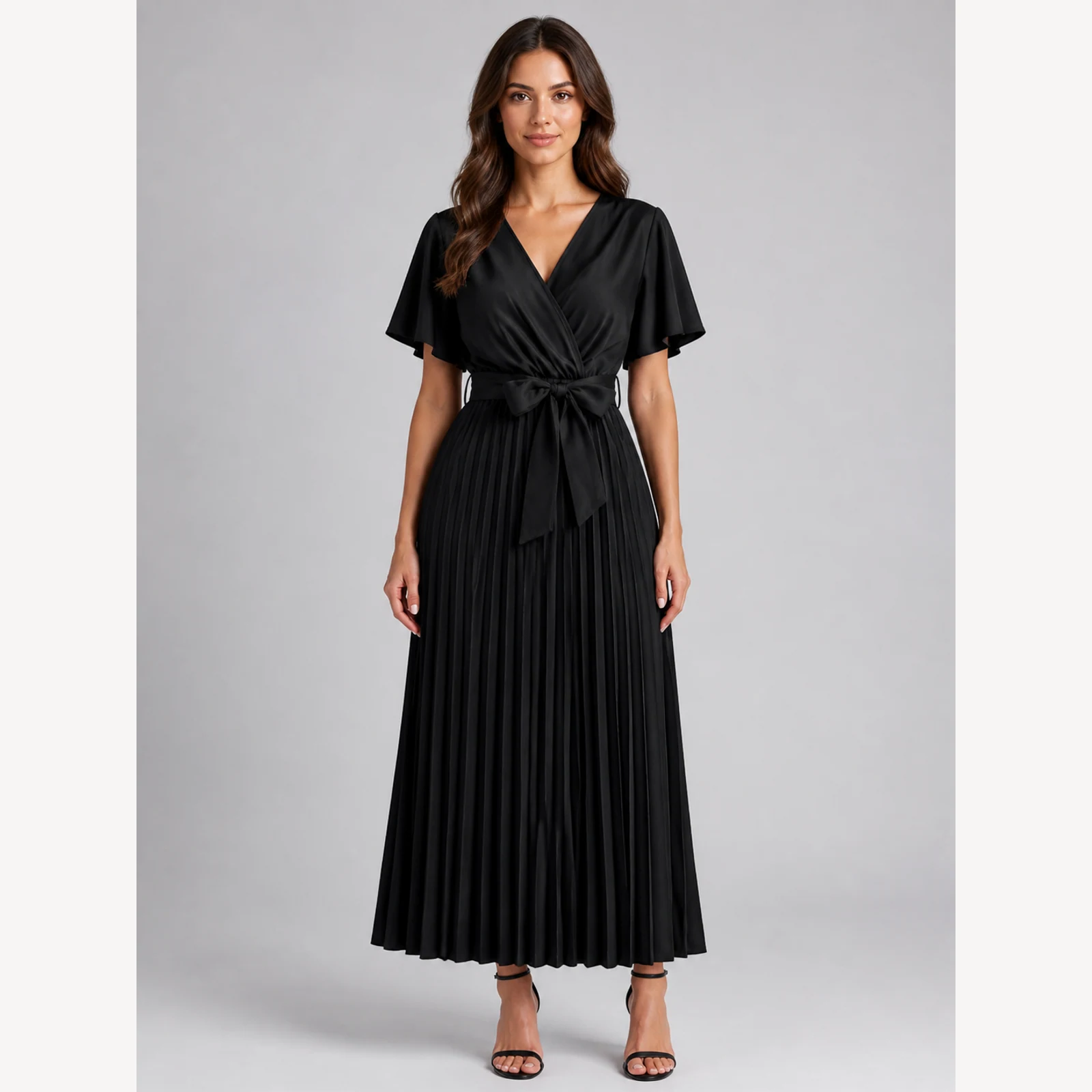 Blythe Black Ruffle Maxi Dress, view 1