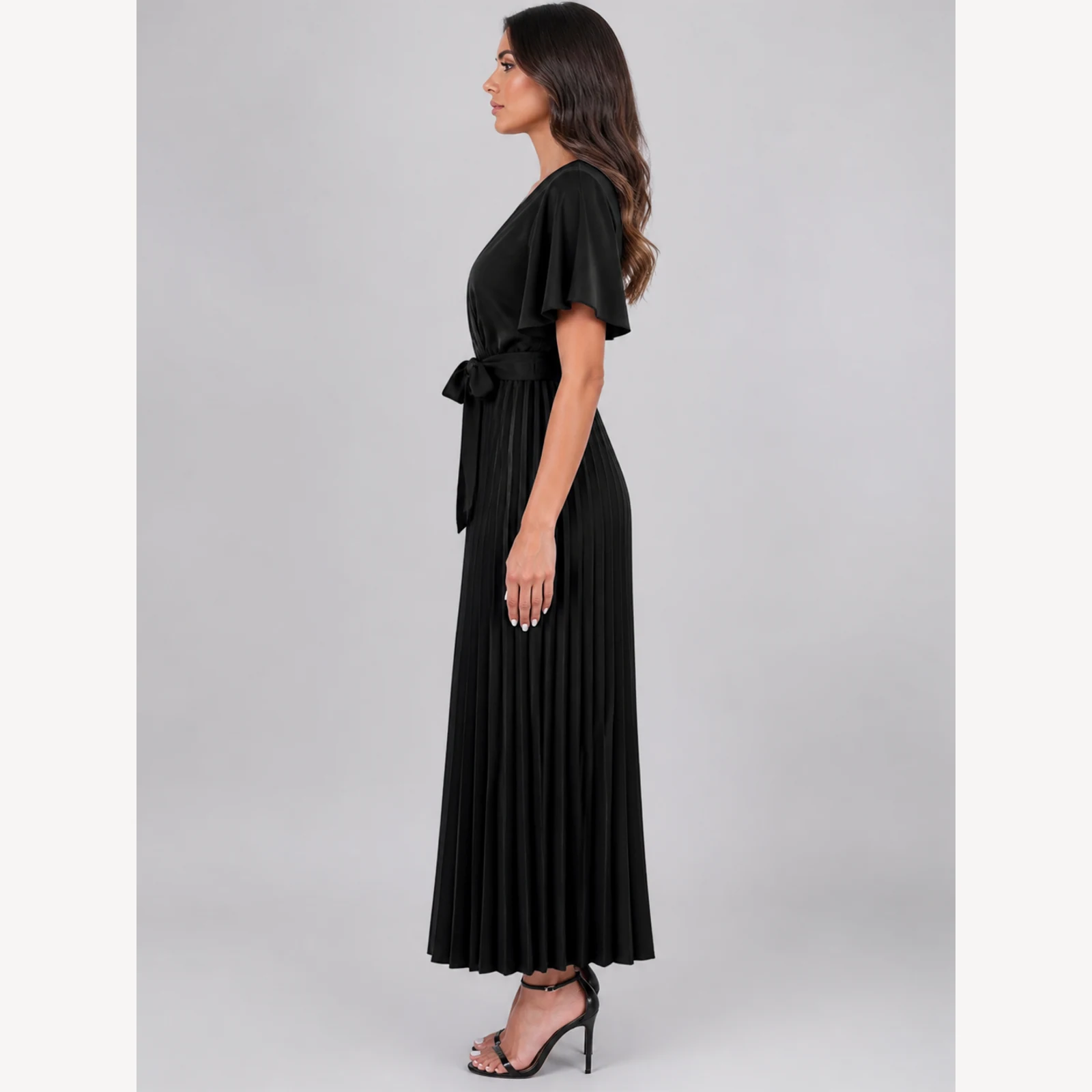 Blythe Black Ruffle Maxi Dress, view 3