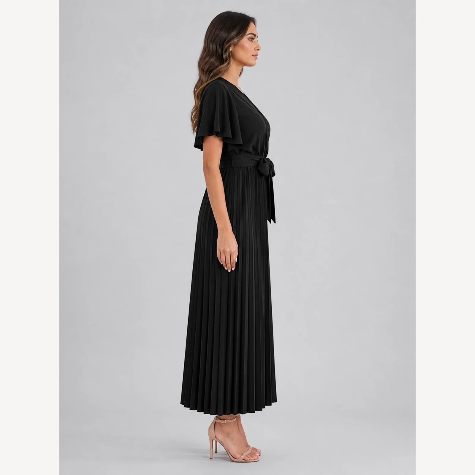 Blythe Black Ruffle Maxi Dress, view 4