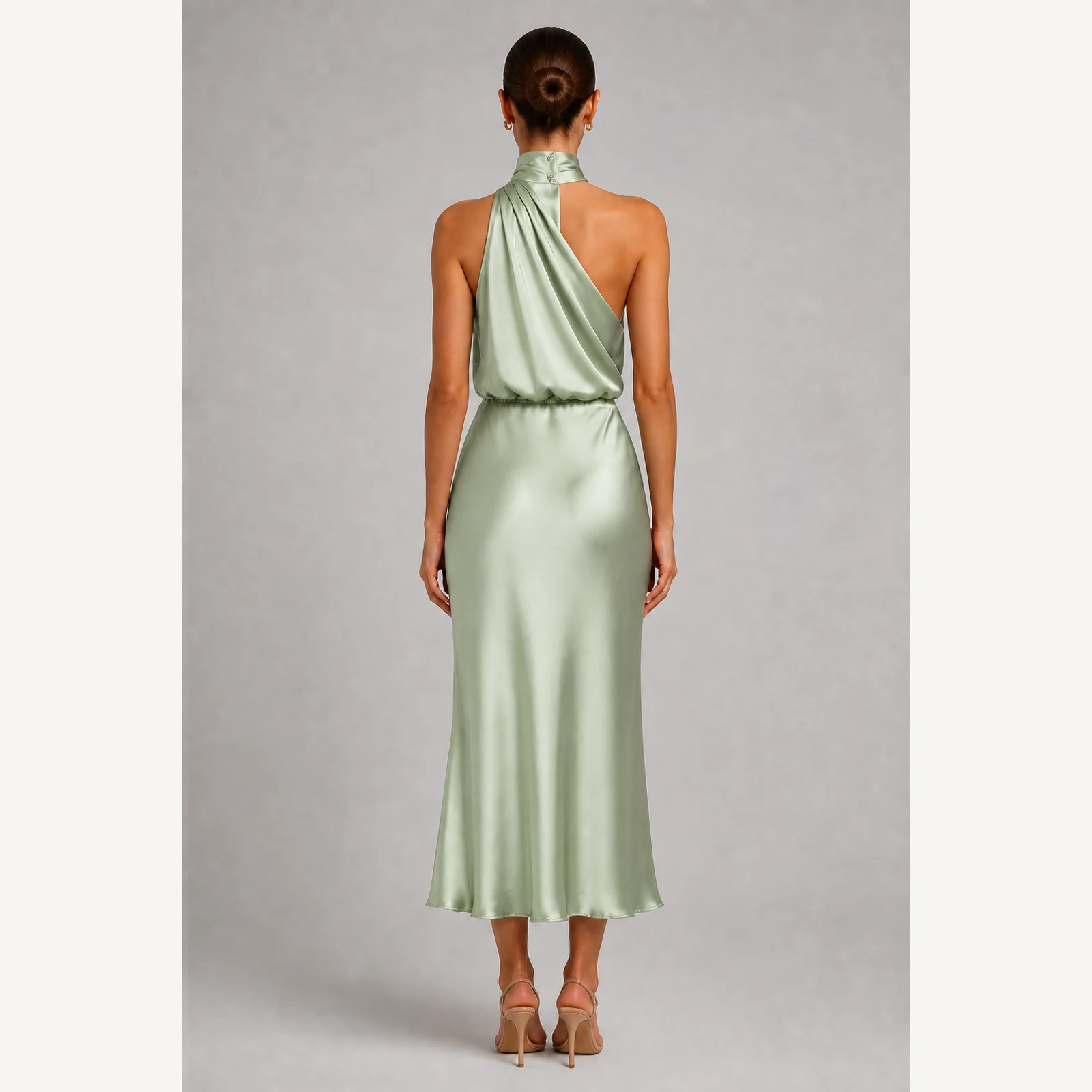 Briony Sage Halter Midi Dress, view 2