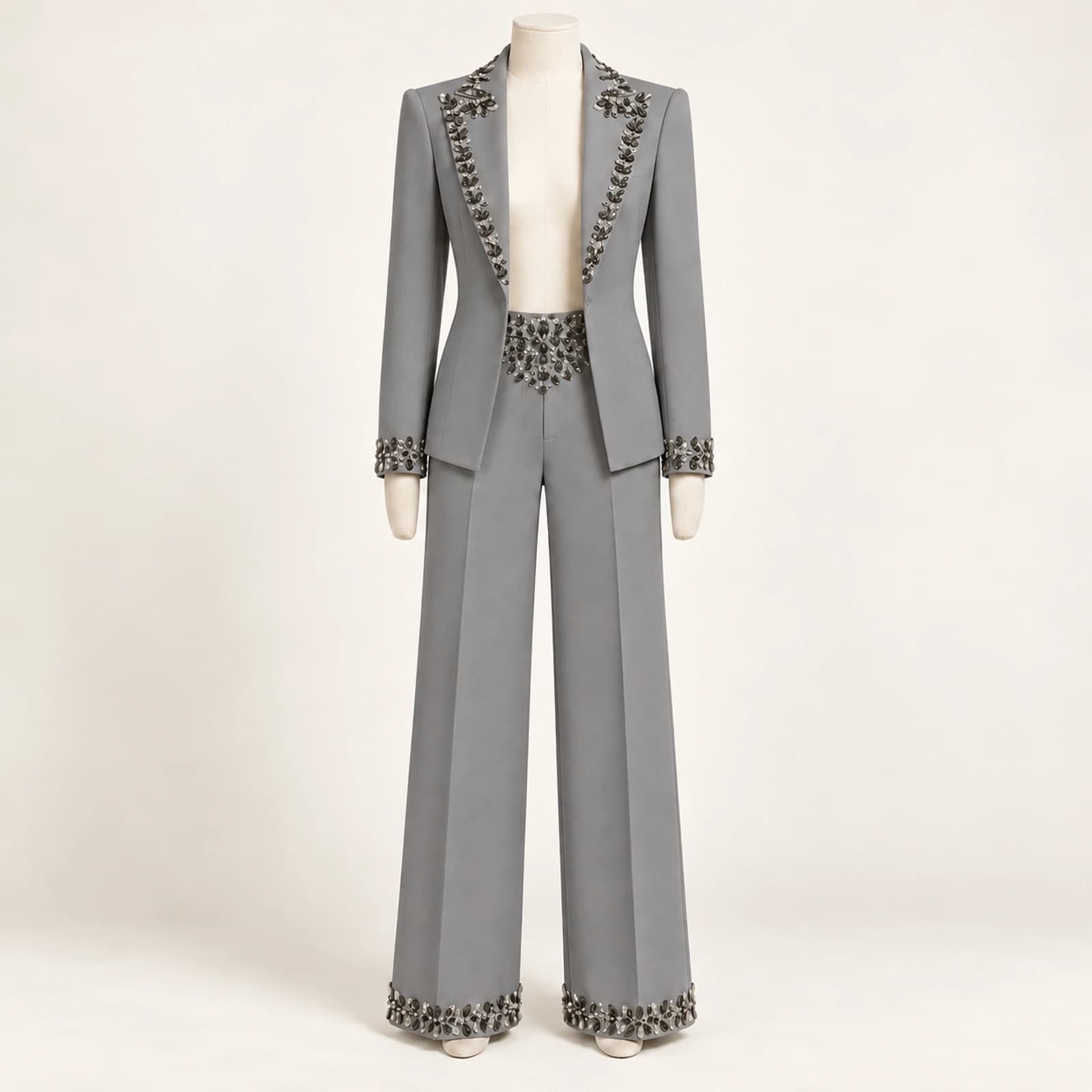 Calienne Rhinestone Suit — Grey, view 1