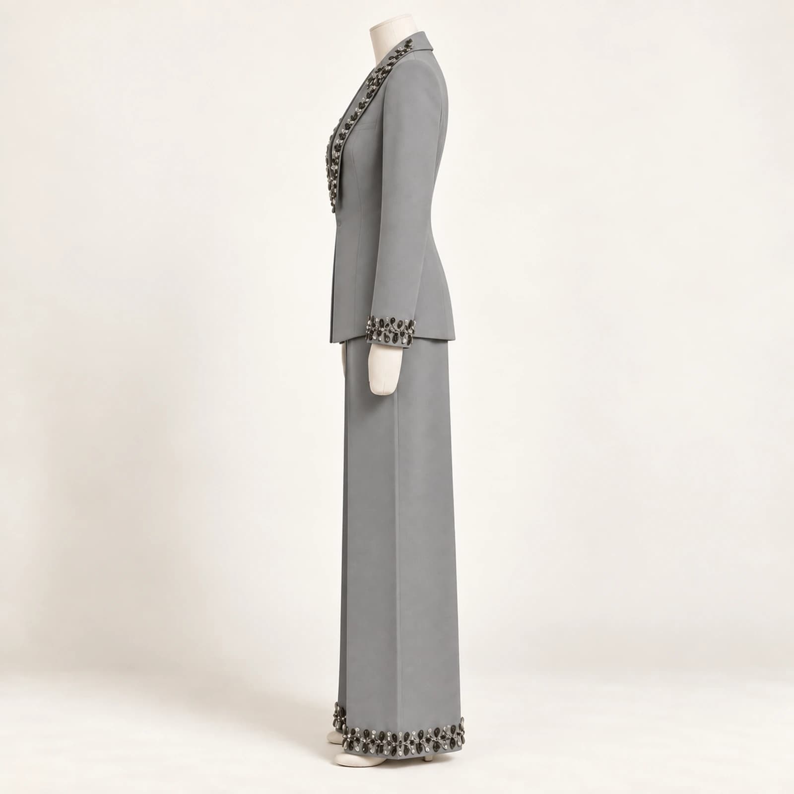 Calienne Rhinestone Suit — Grey, view 3