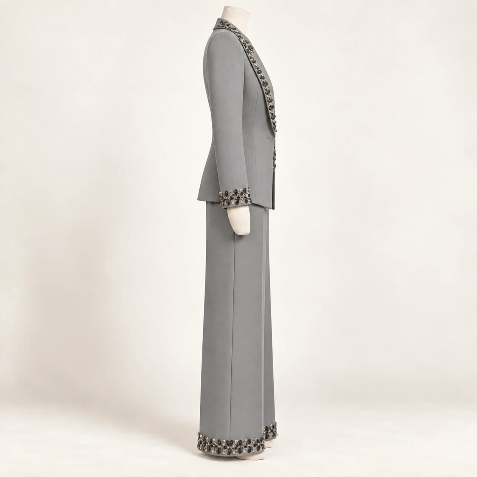 Calienne Rhinestone Suit — Grey, view 4