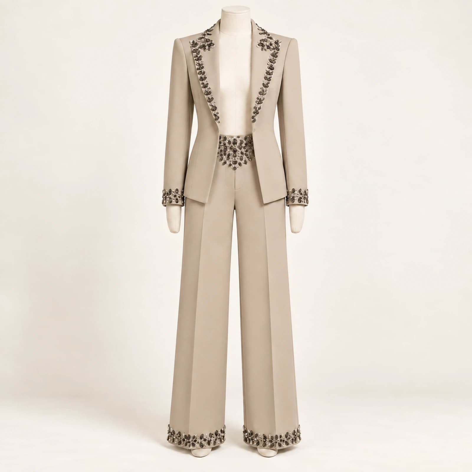 Calienne Rhinestone Suit — Khaki, view 1
