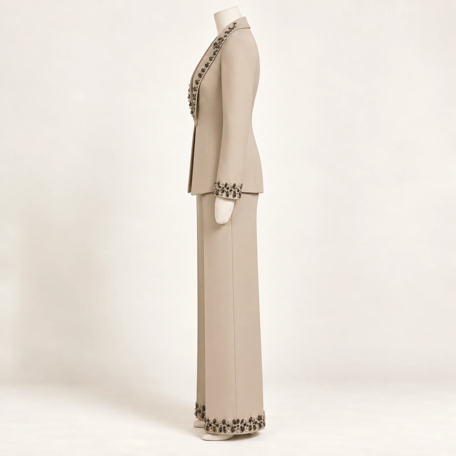 Calienne Rhinestone Suit — Khaki, view 3