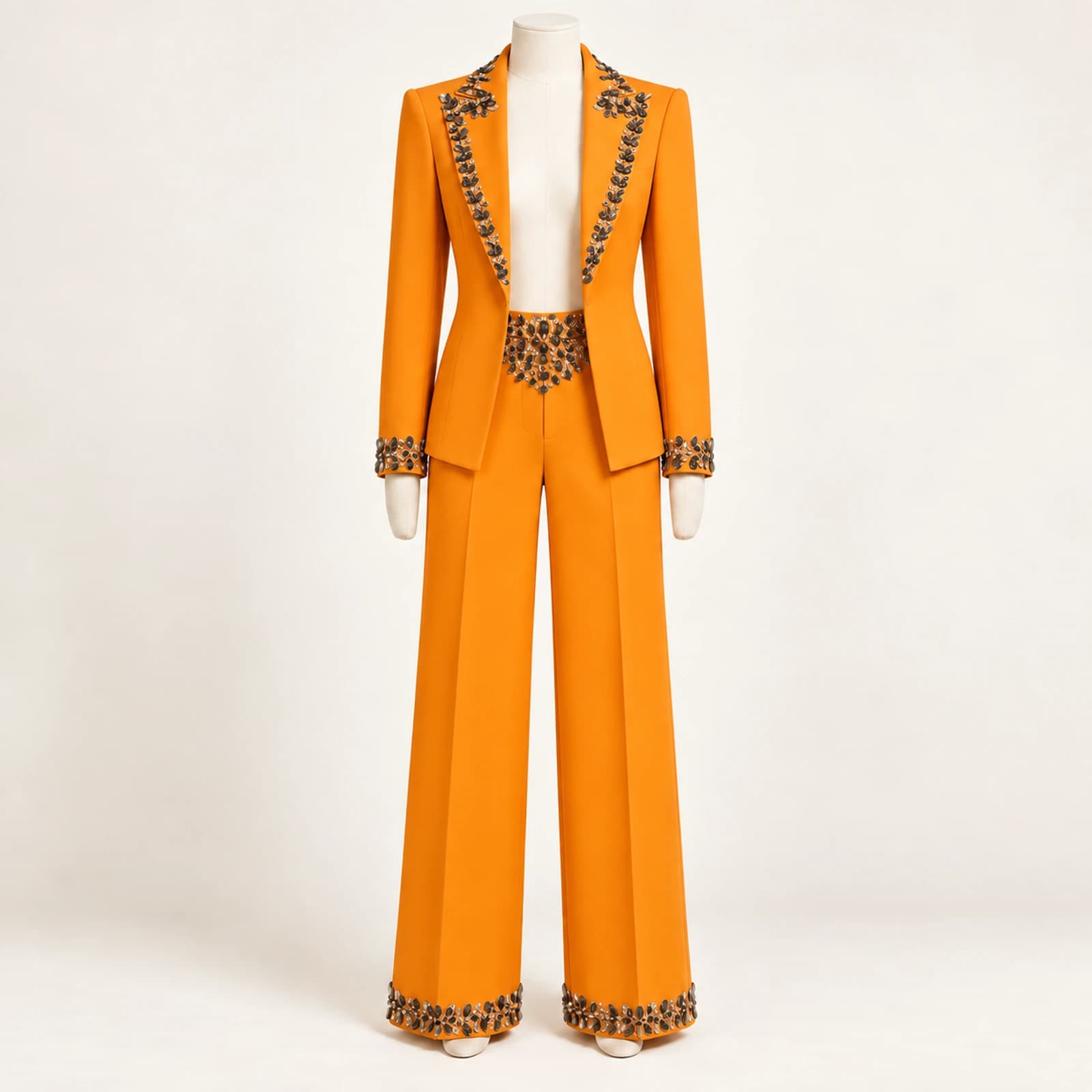 Calienne Rhinestone Suit — Orange, view 1