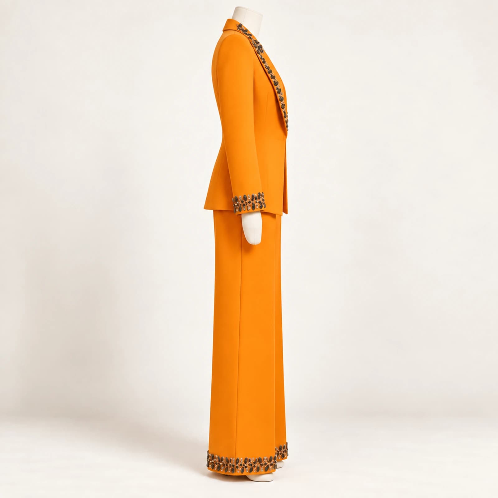 Calienne Rhinestone Suit — Orange, view 4