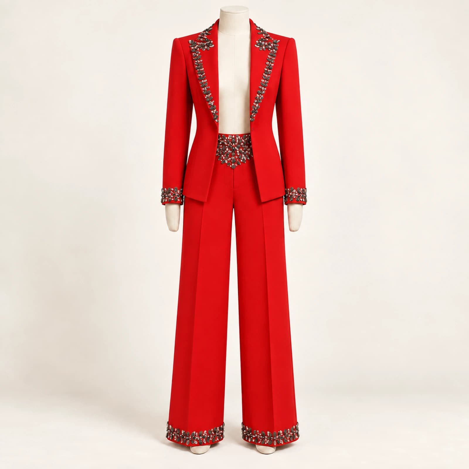 Calienne Rhinestone Suit — Red, view 1