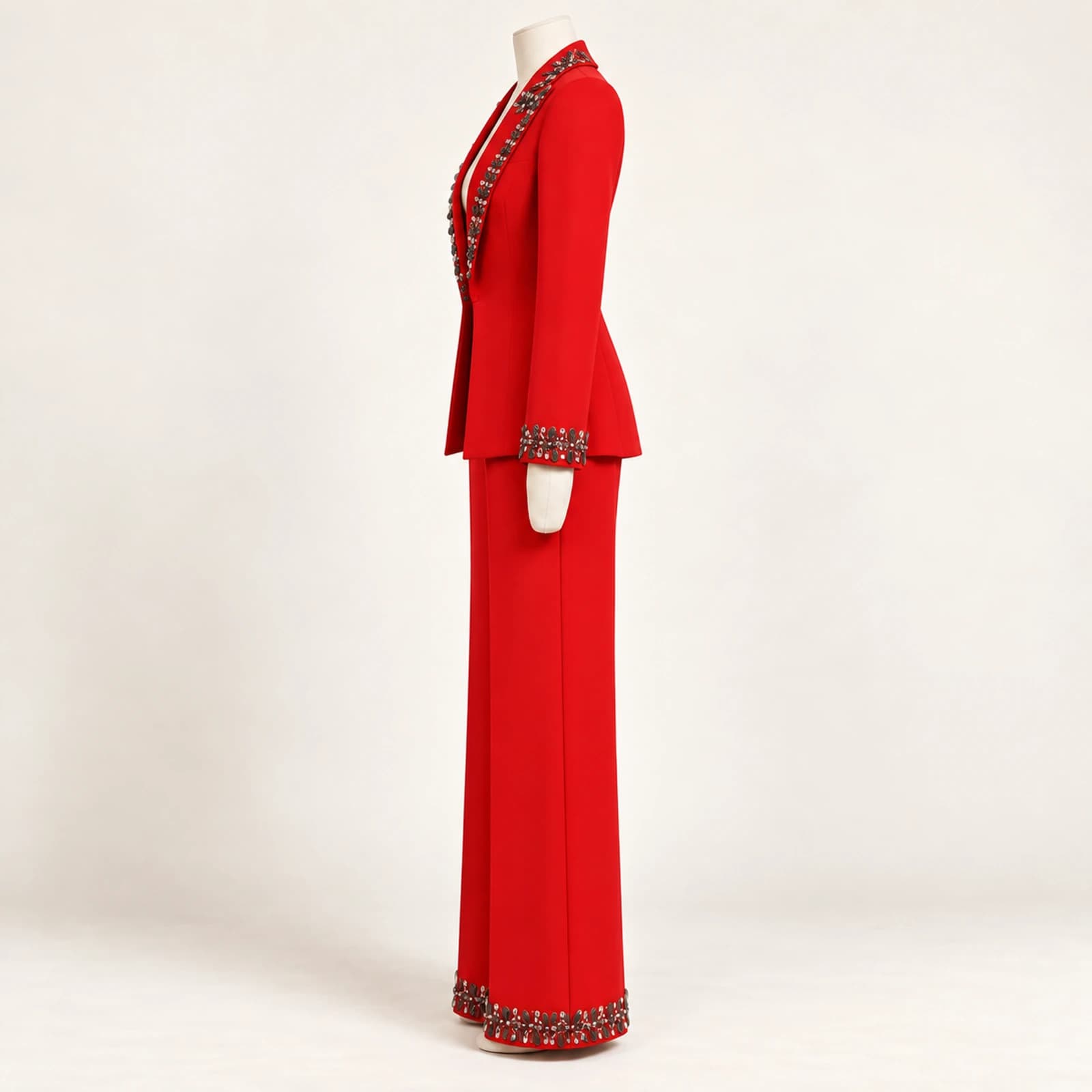 Calienne Rhinestone Suit — Red, view 3
