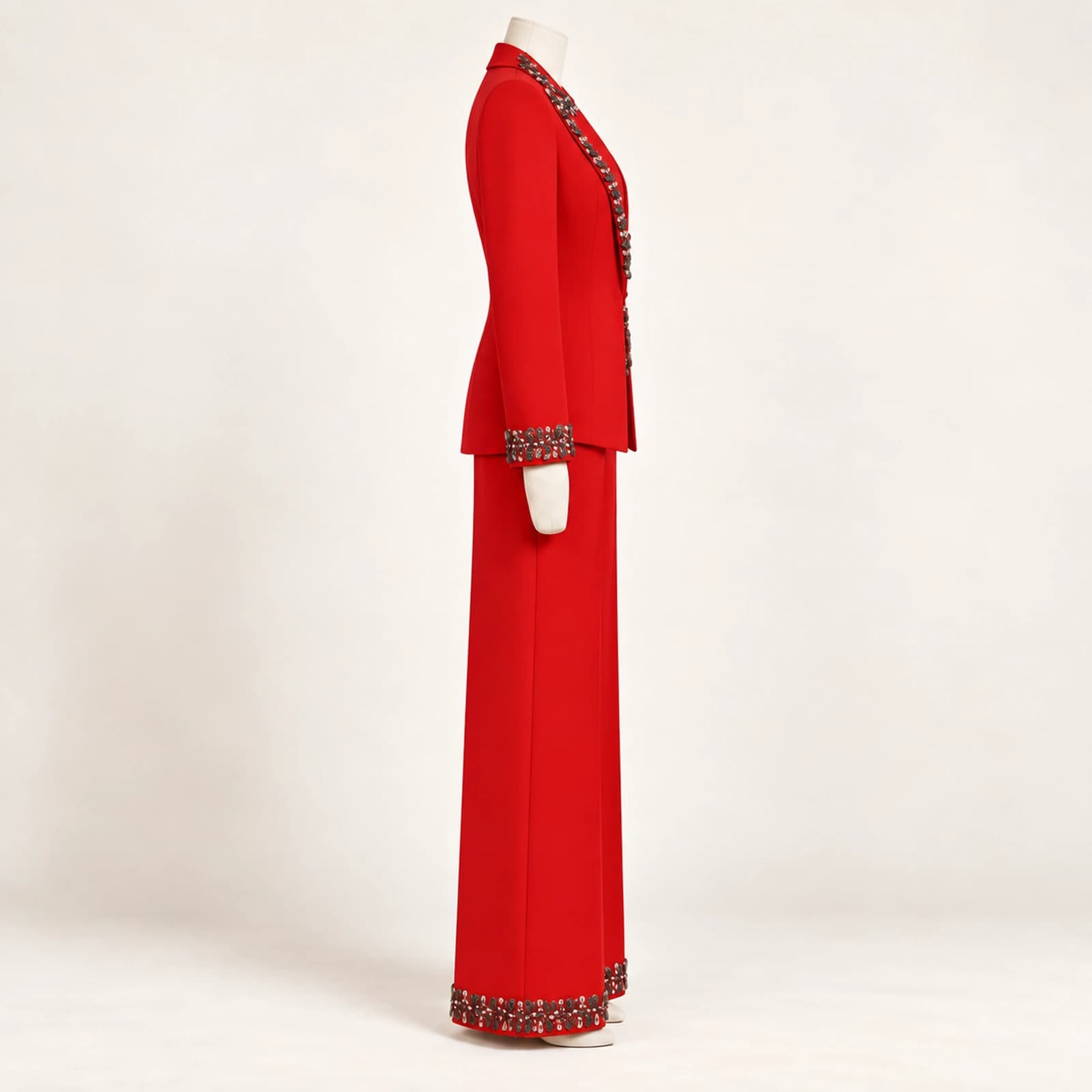 Calienne Rhinestone Suit — Red, view 4