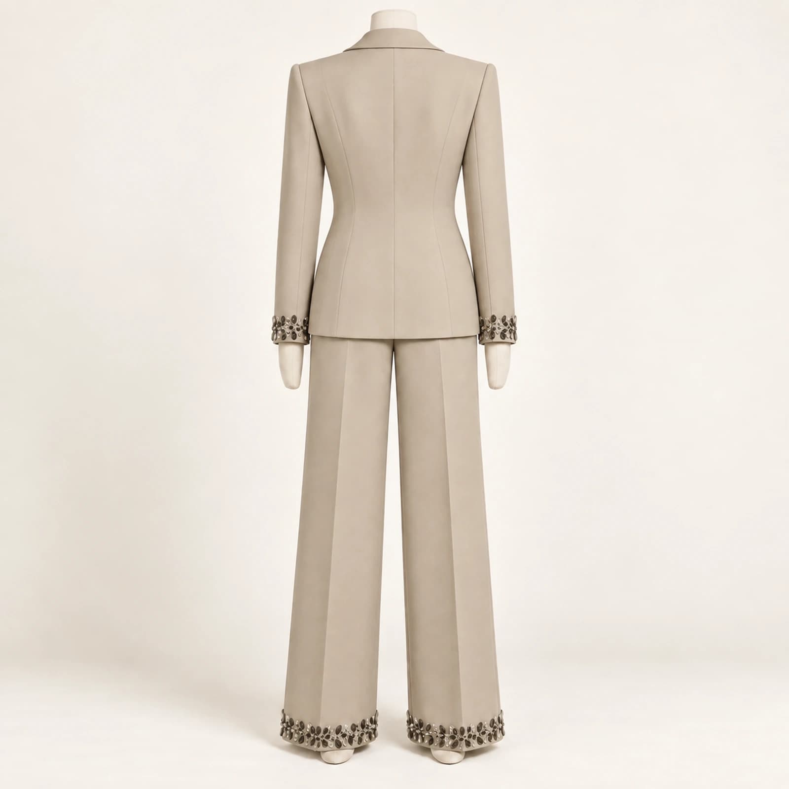 Calienne Rhinestone Suit — Taupe, view 2