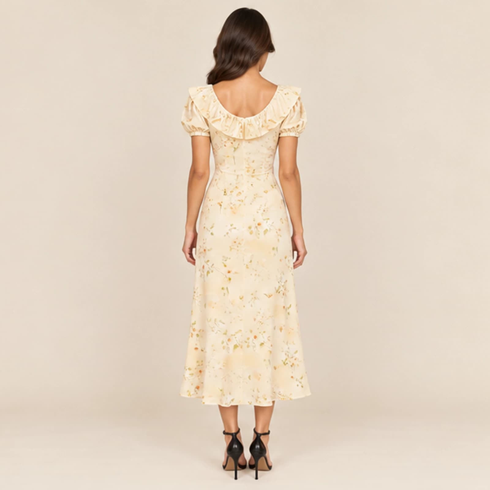 Celeste Floral Midi Dress — Cream, view 2