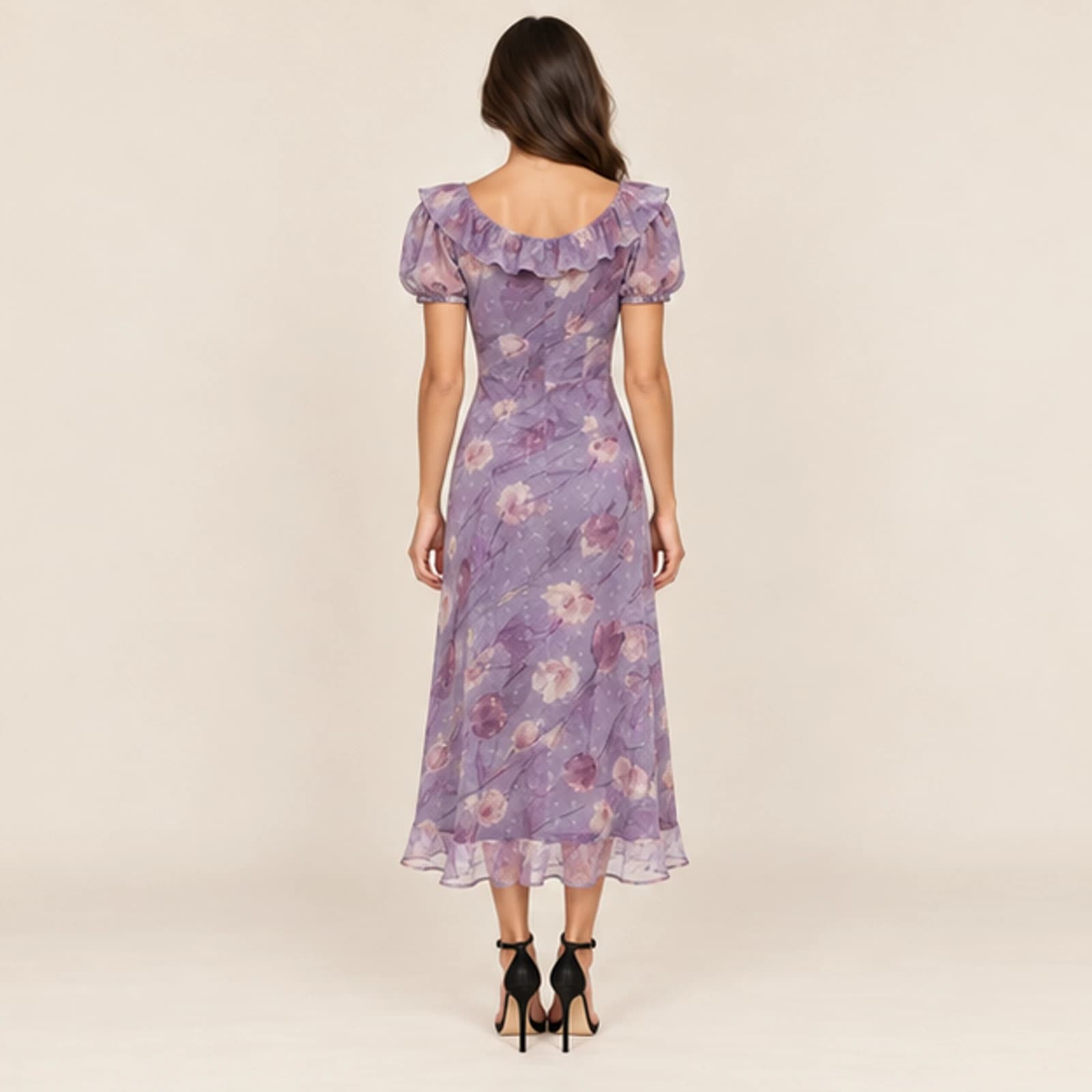 Celeste Floral Midi Dress — Mauve, view 2