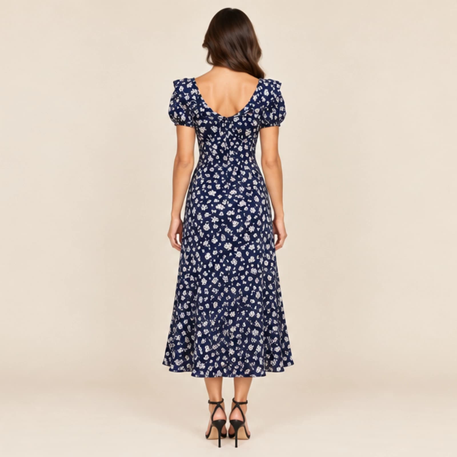 Celeste Floral Midi Dress — Navy, view 2