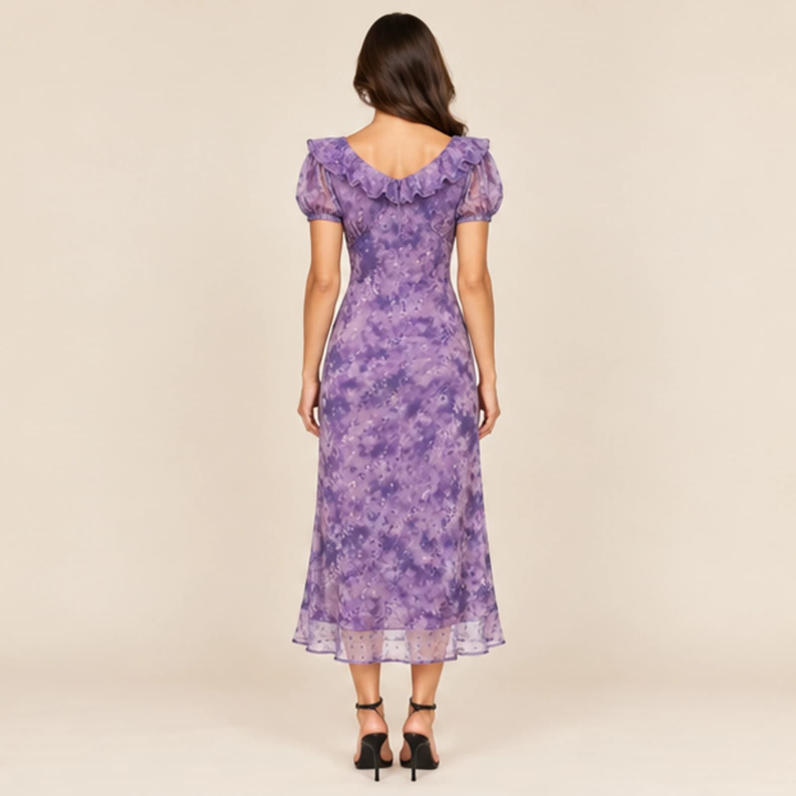 Celeste Floral Midi Dress — Violet, view 2