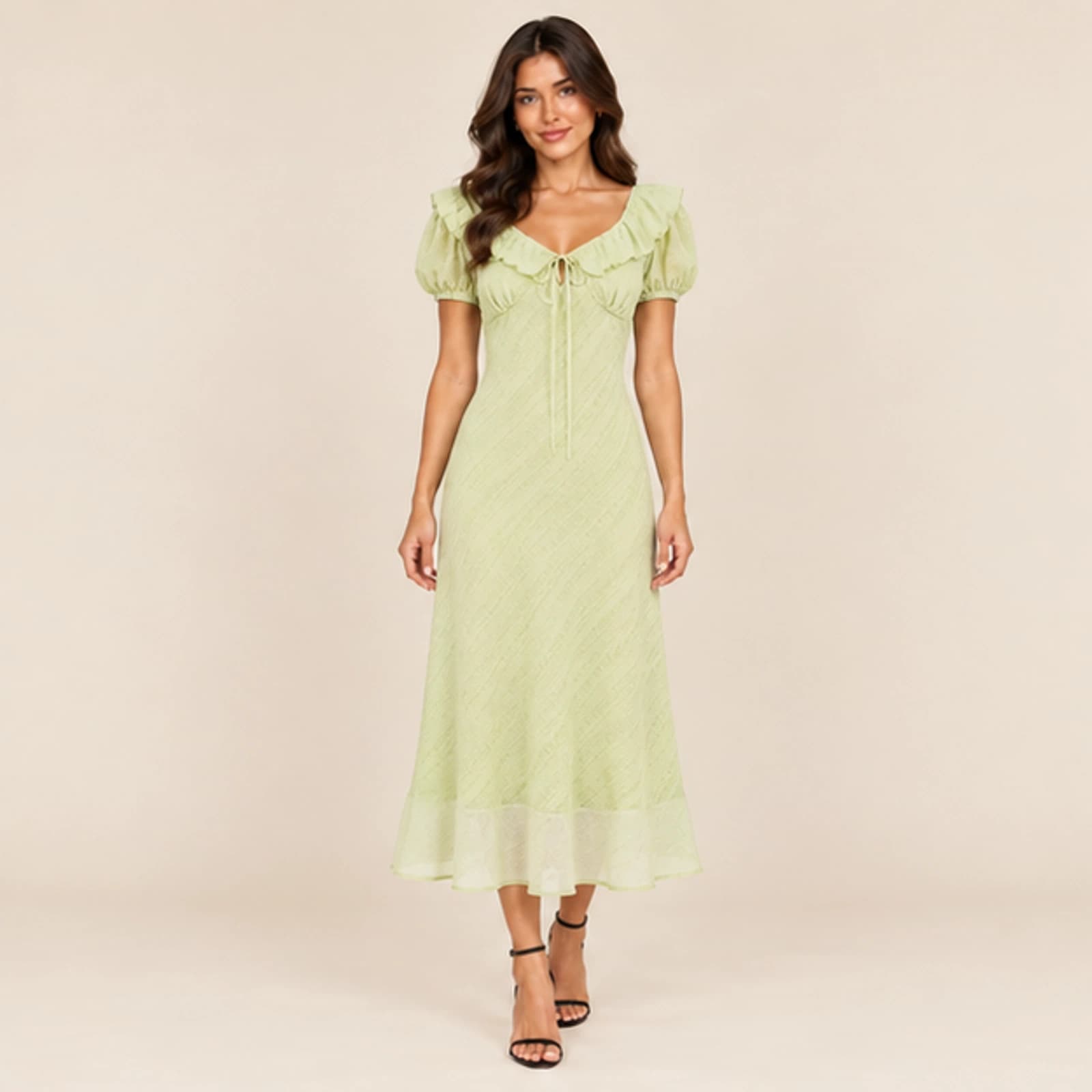 Celeste Midi Dress — Lime, view 1