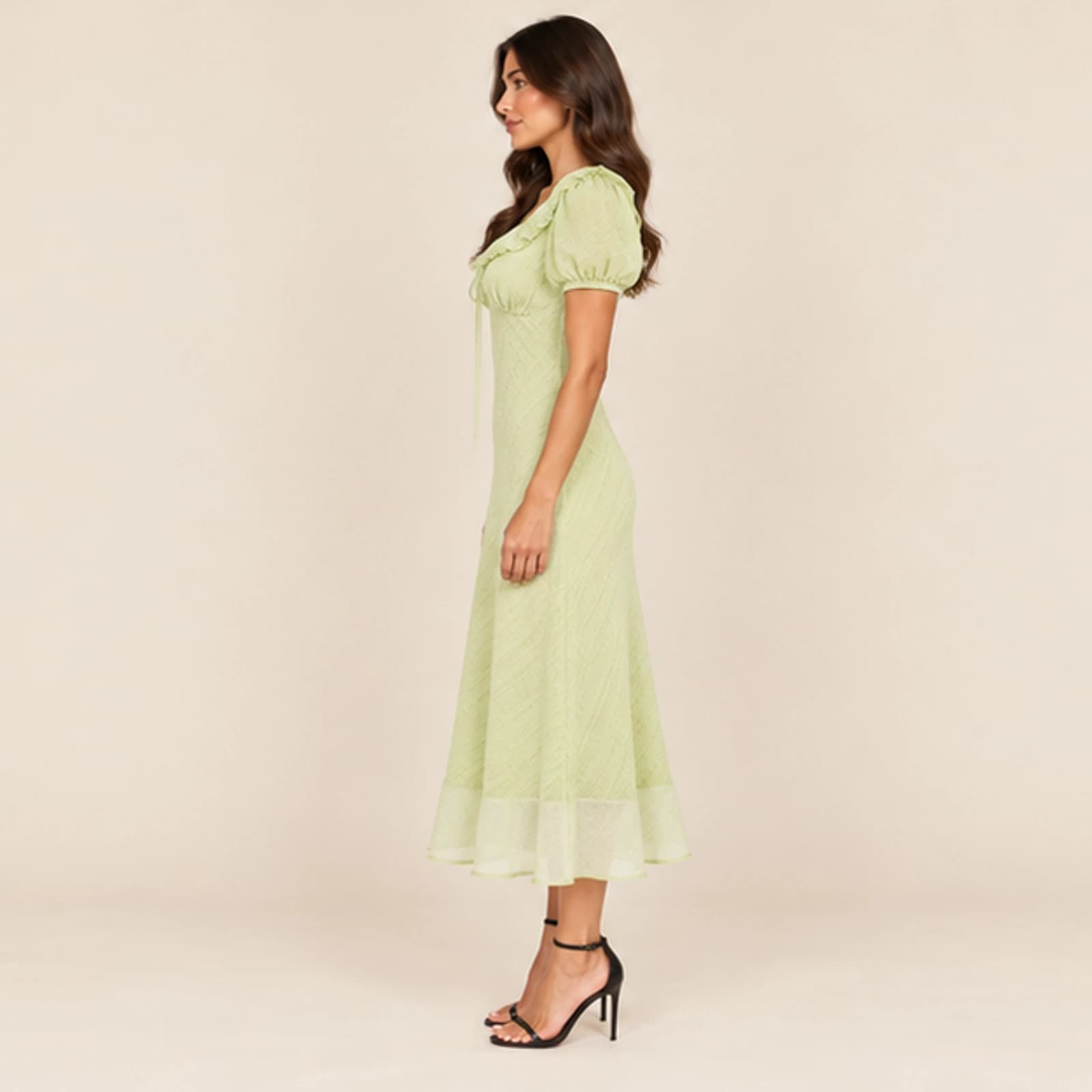 Celeste Midi Dress — Lime, view 3