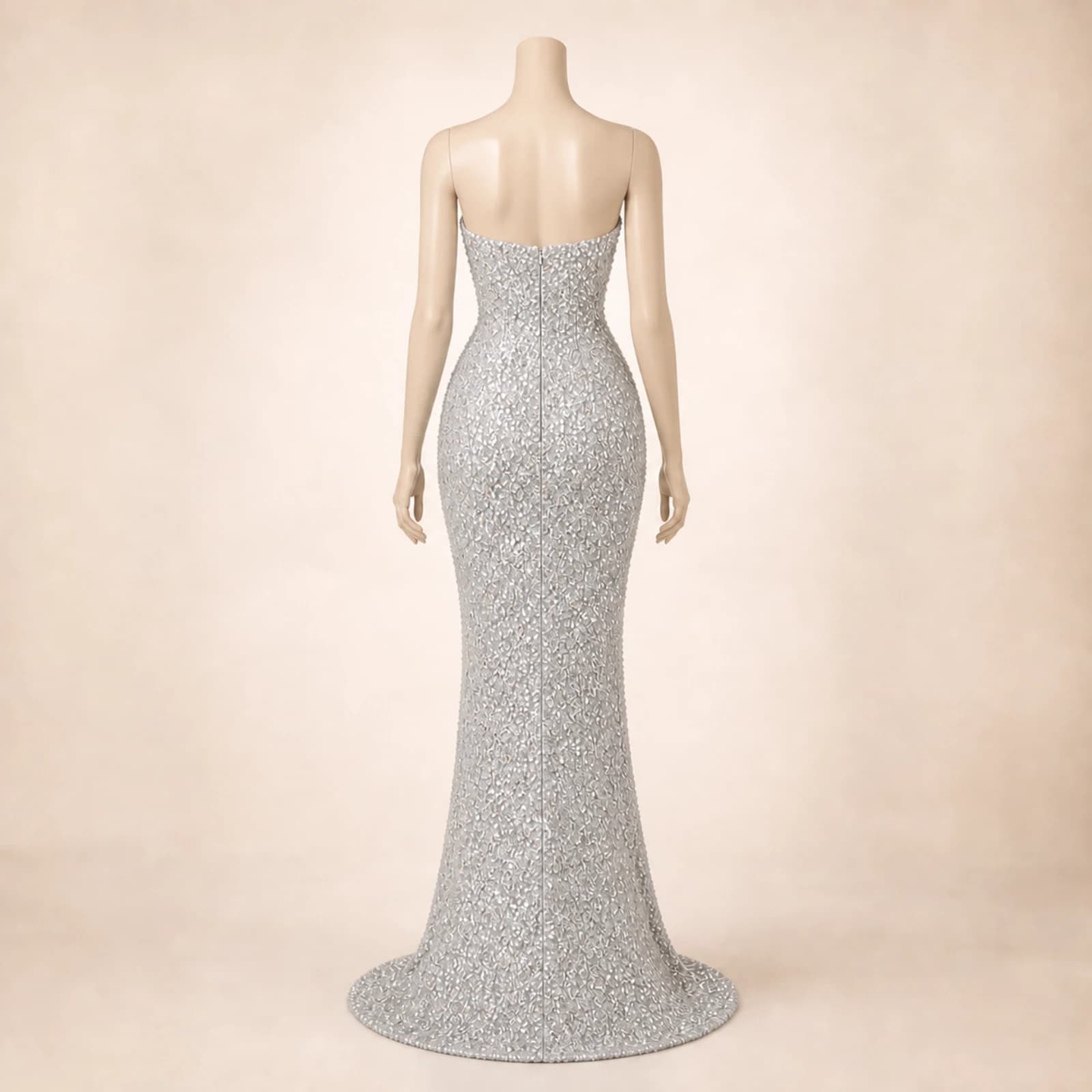 Celeste Silver Crystal Mermaid Gown, view 2
