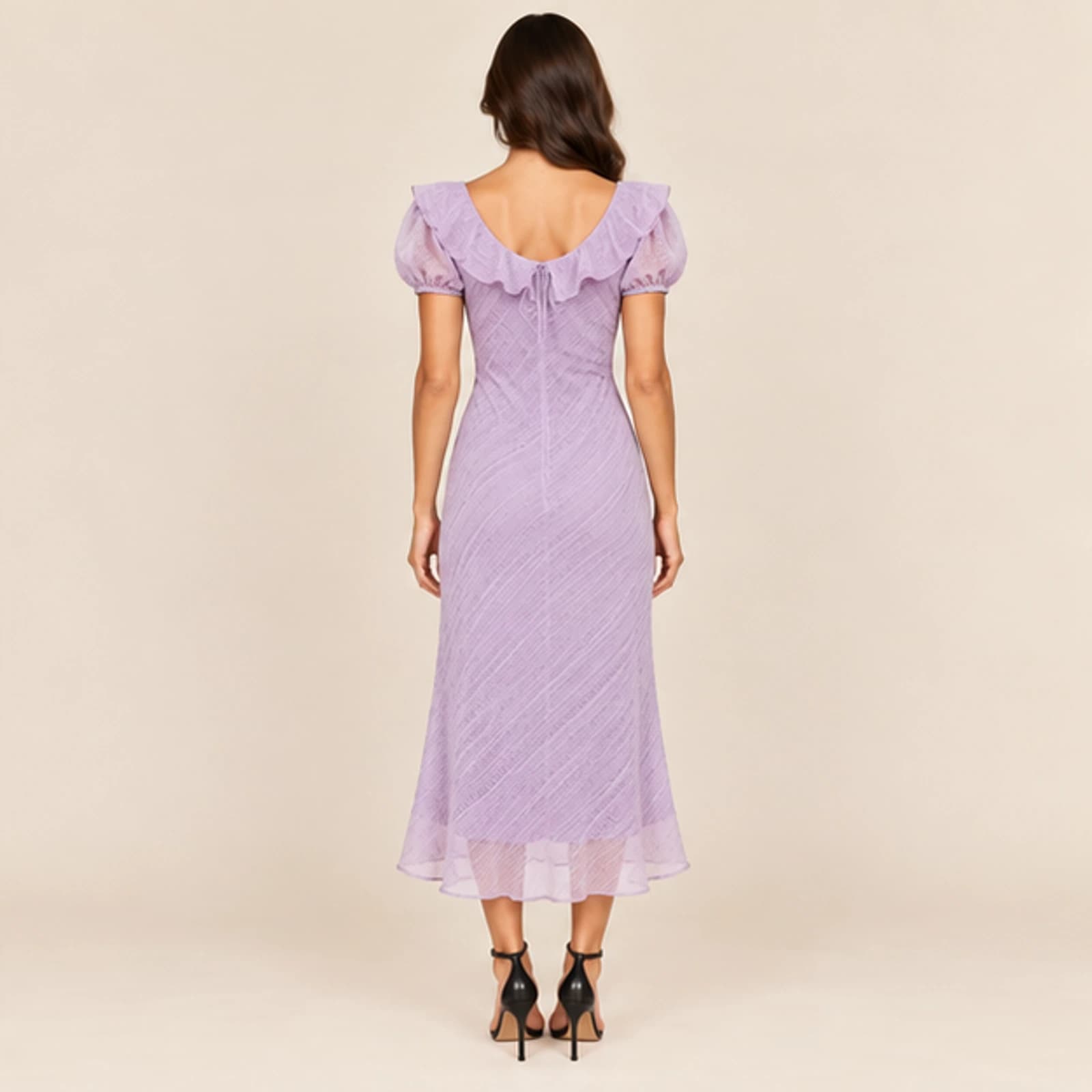 Celeste Textured Midi Dress — Lavender, view 2
