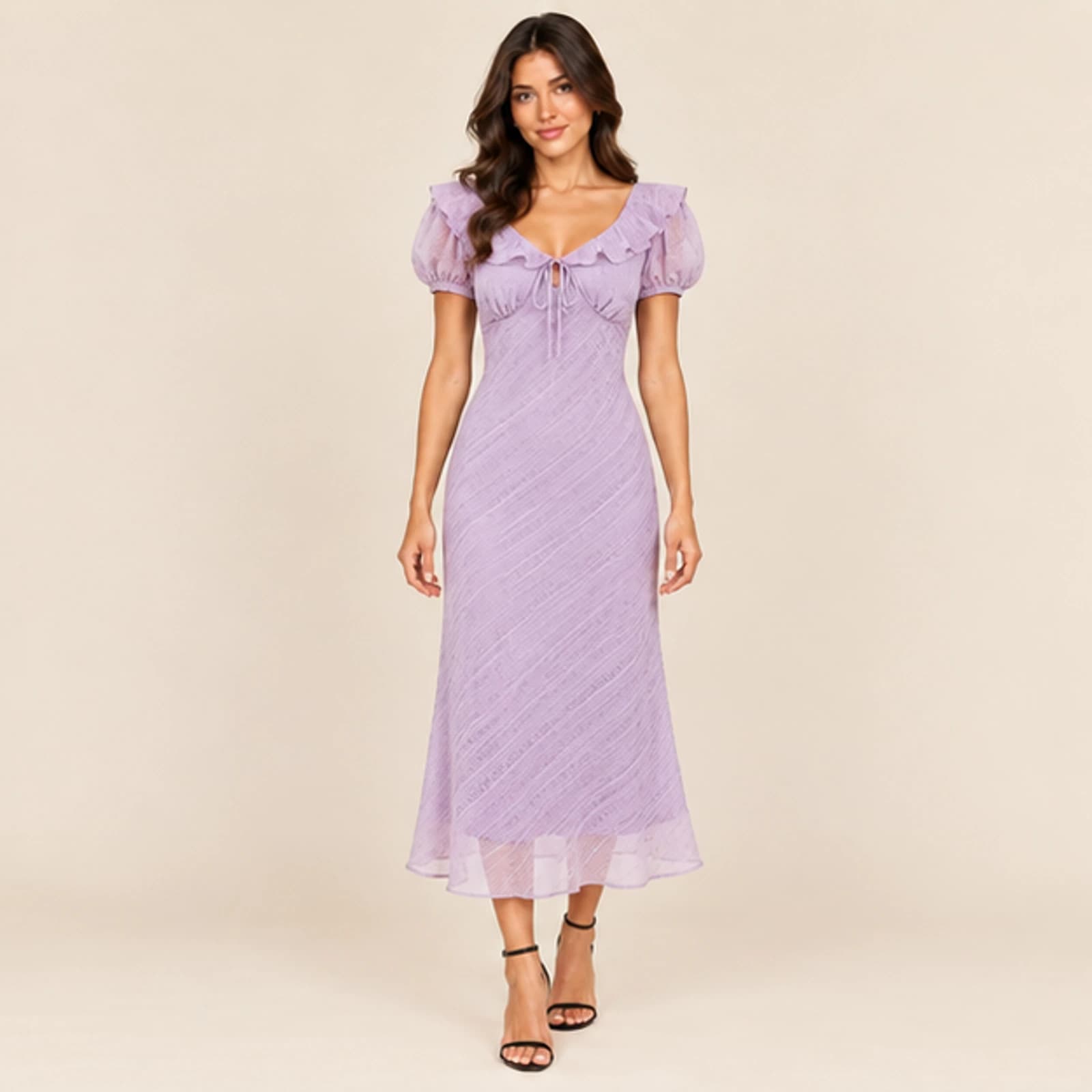 Celeste Textured Midi Dress — Lavender, view 1