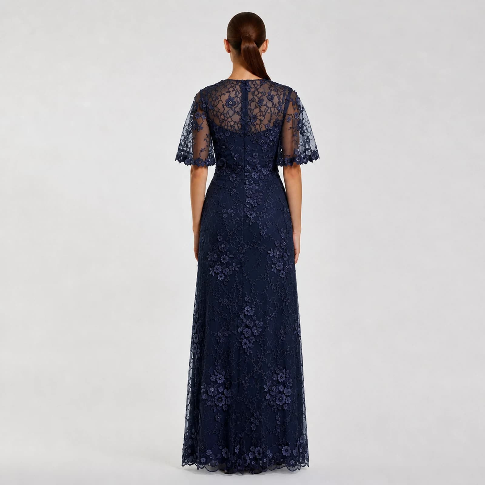 Celestine Navy Lace Gown, view 2