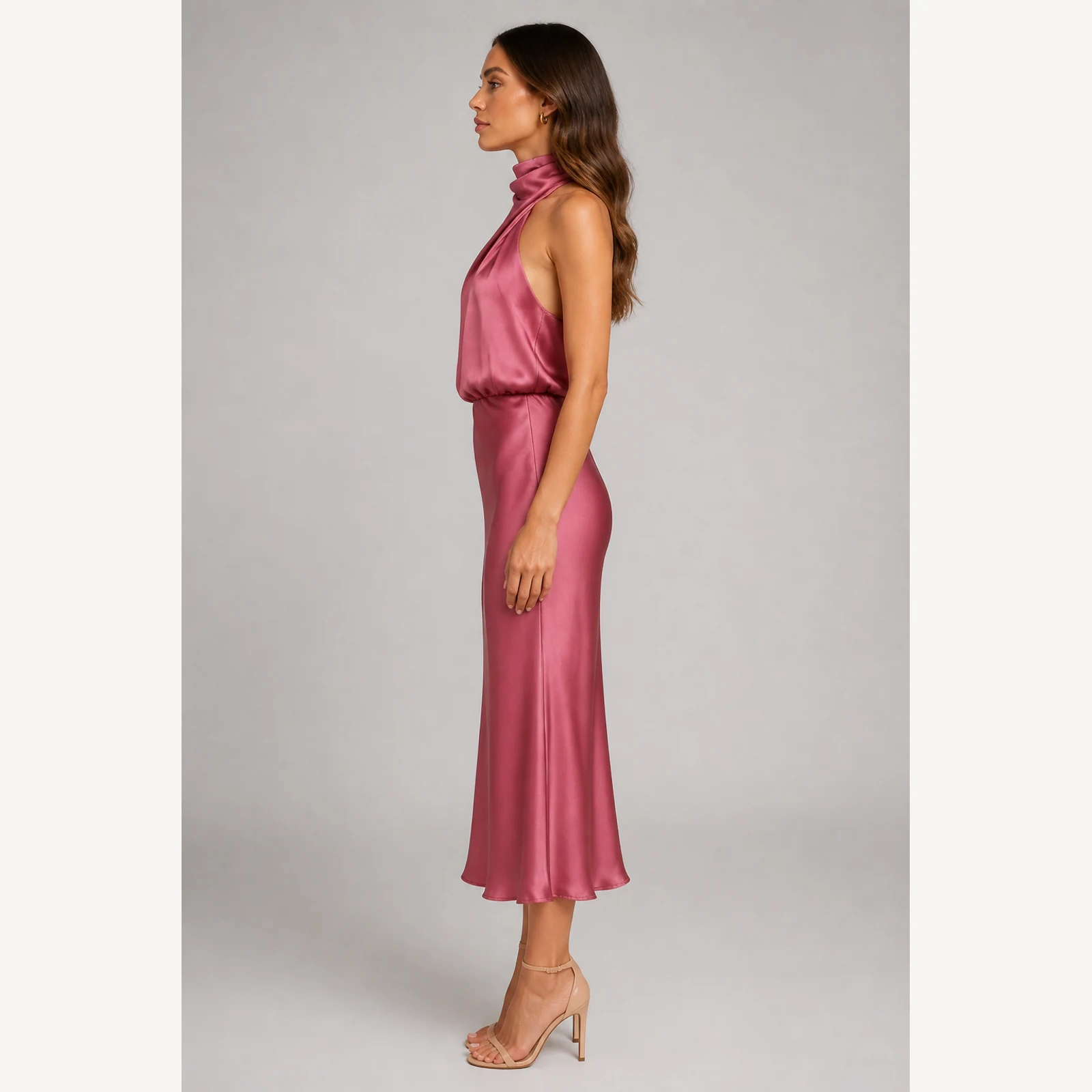 Coralie Rose Halter Midi Dress, view 3
