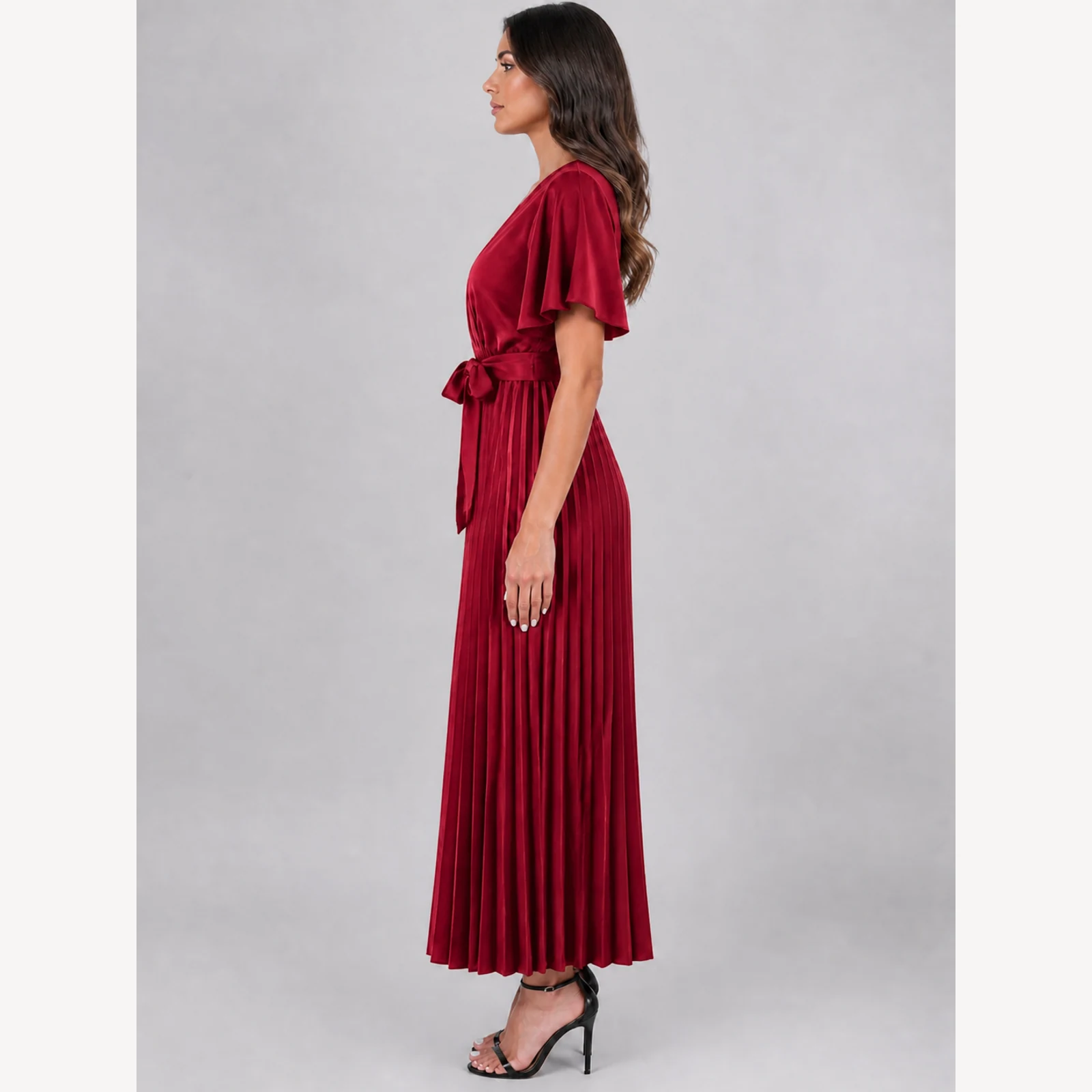 Cosette Red Ruffle Maxi Dress, view 3