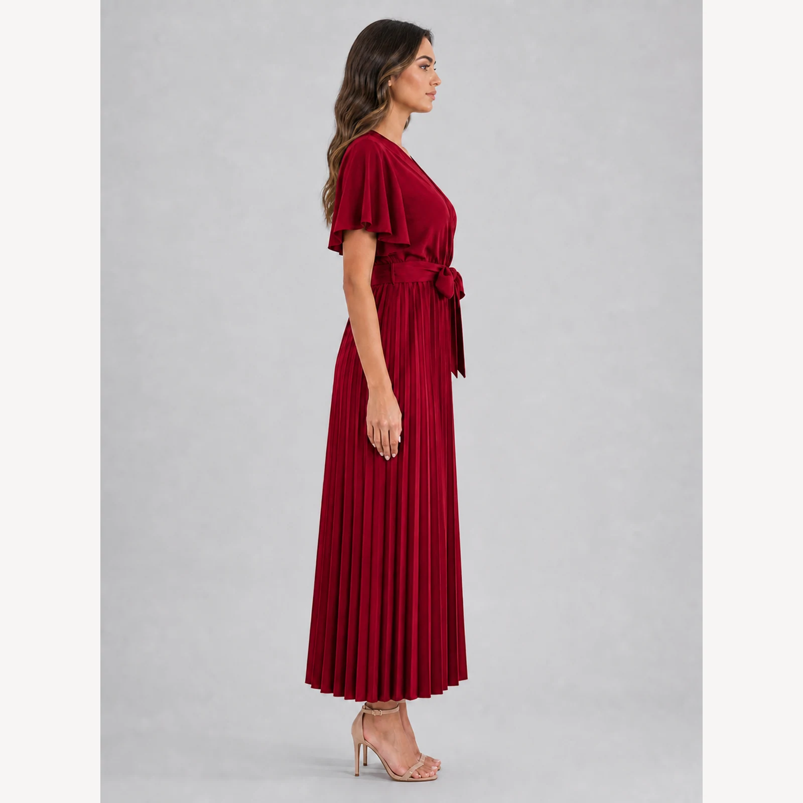 Cosette Red Ruffle Maxi Dress, view 4