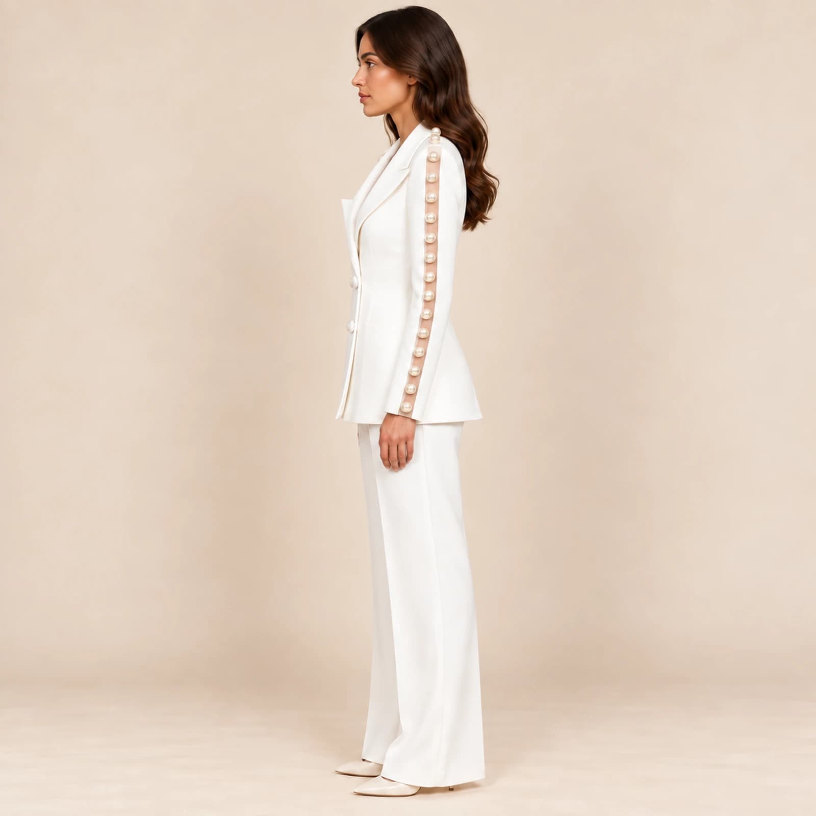 Cressida Pearl-Trim Set — Ivory, view 3