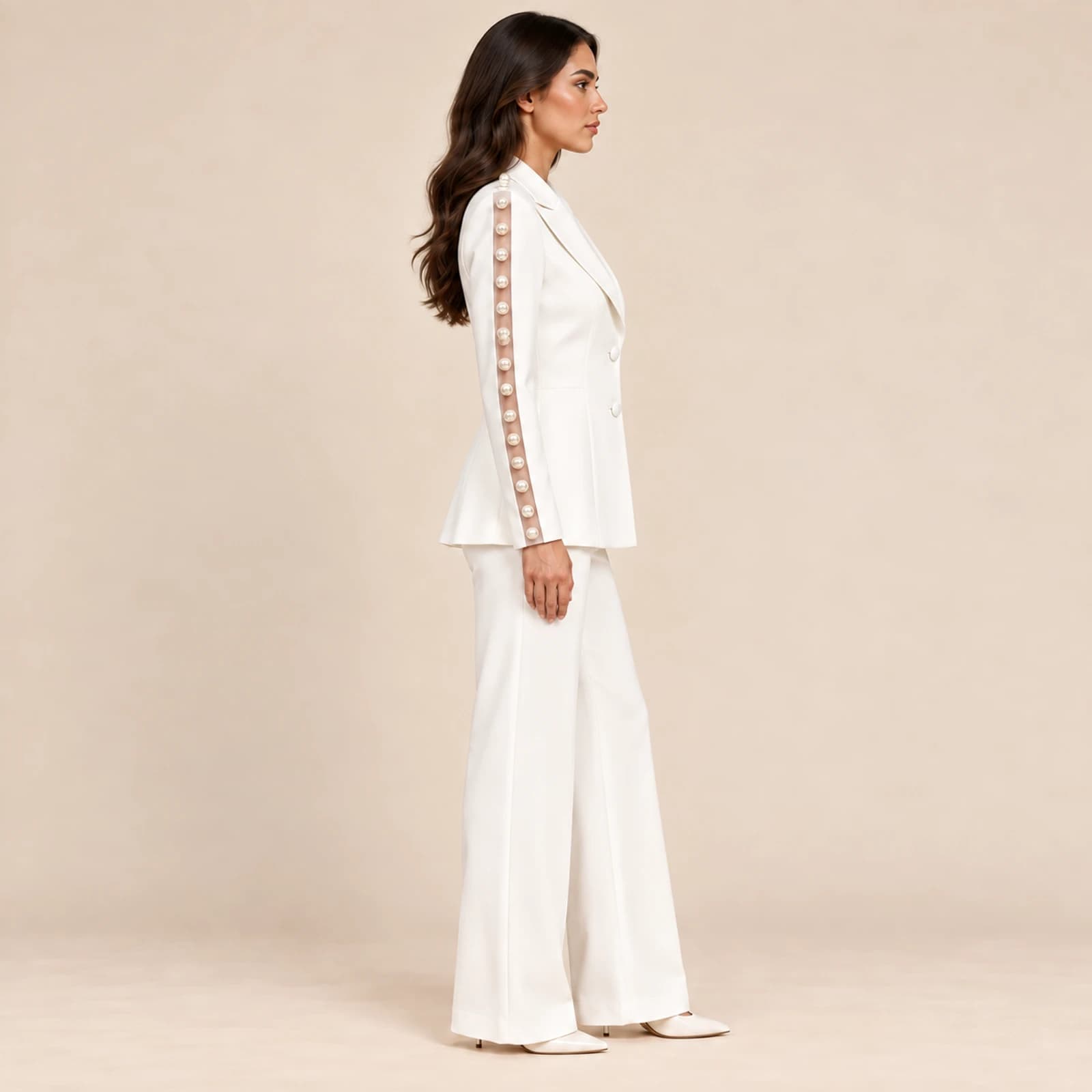 Cressida Pearl-Trim Set — Ivory, view 4