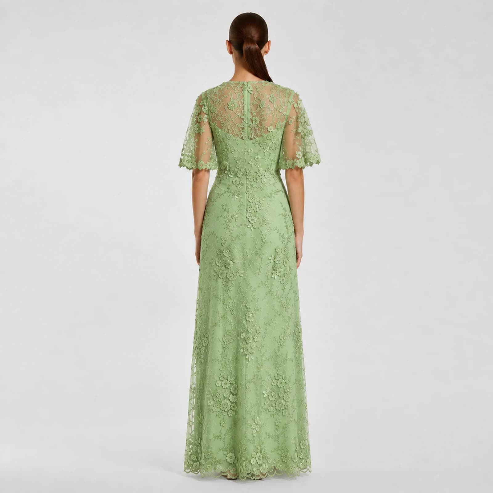 Dorothea Sage Lace Gown, view 2