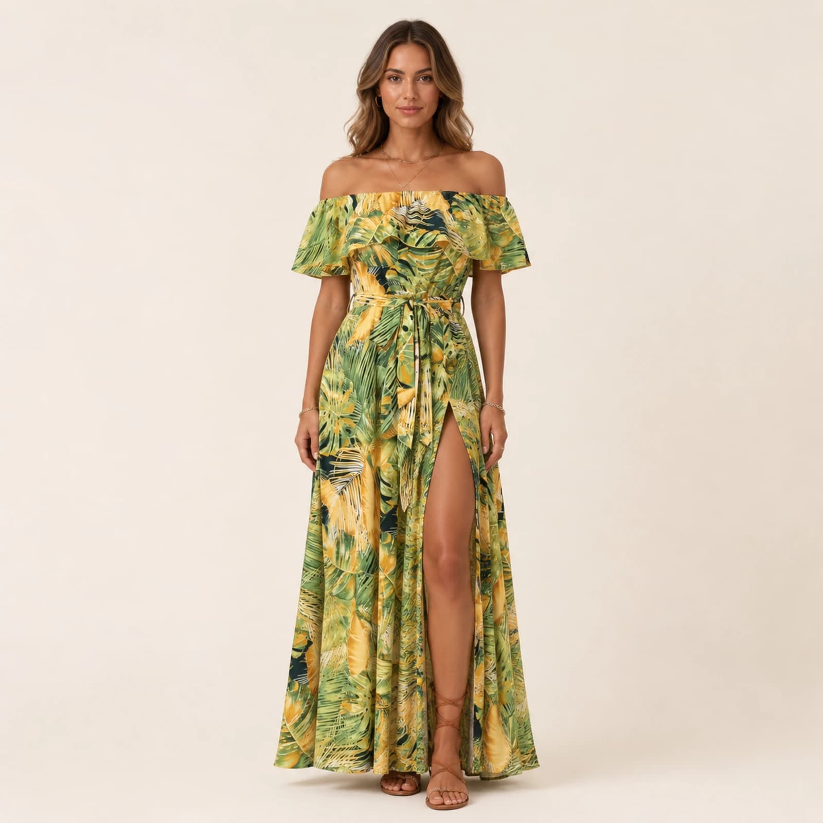 Drew Golden Palm Maxi Dress