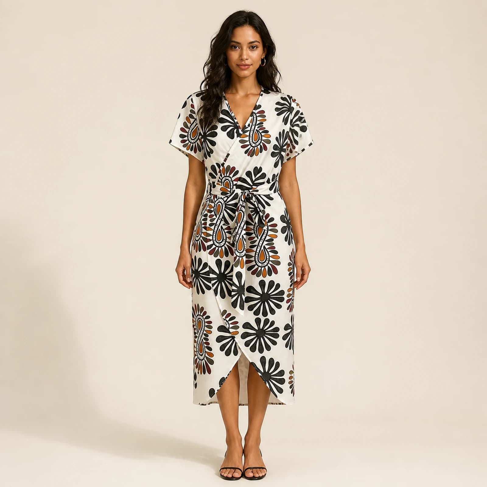 Dune Graphic Floral Tie-Front Midi Dress