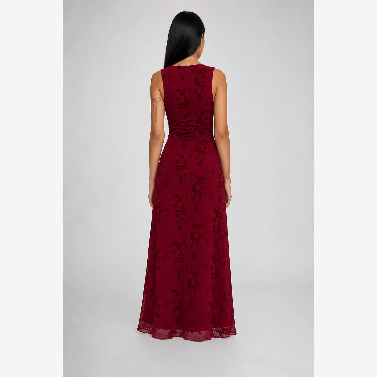 Elara Claret Print Maxi Dress, view 2