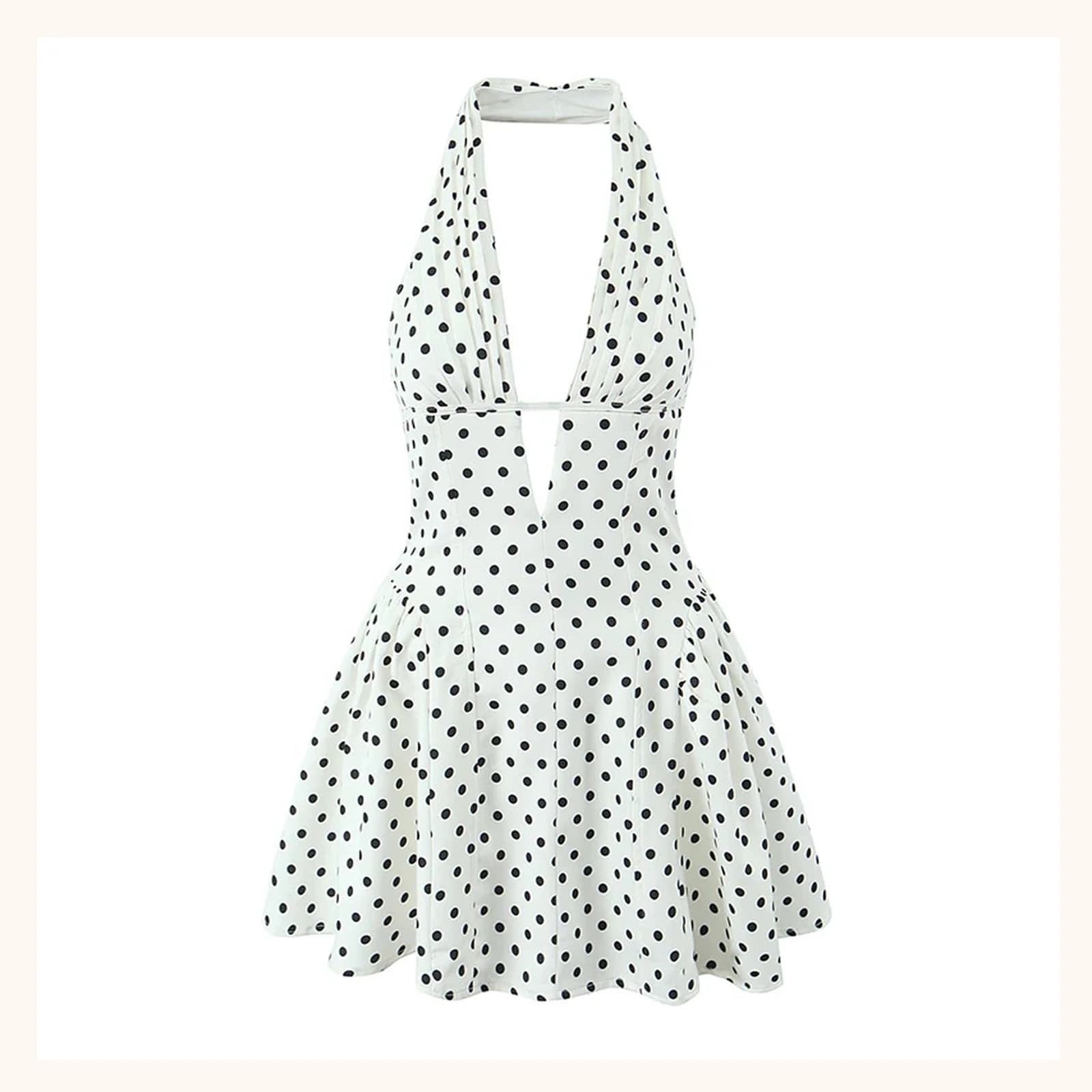 Elara Halter Polka Dot Mini Dress, view 1