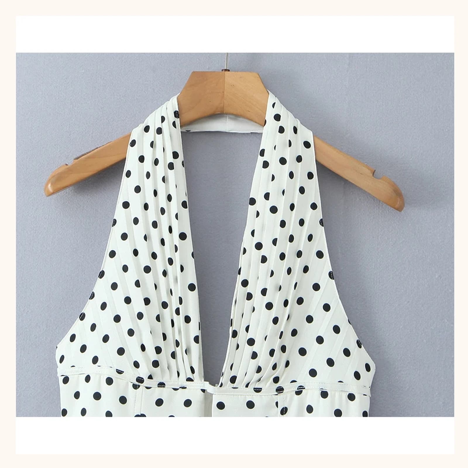 Elara Halter Polka Dot Mini Dress, view 3