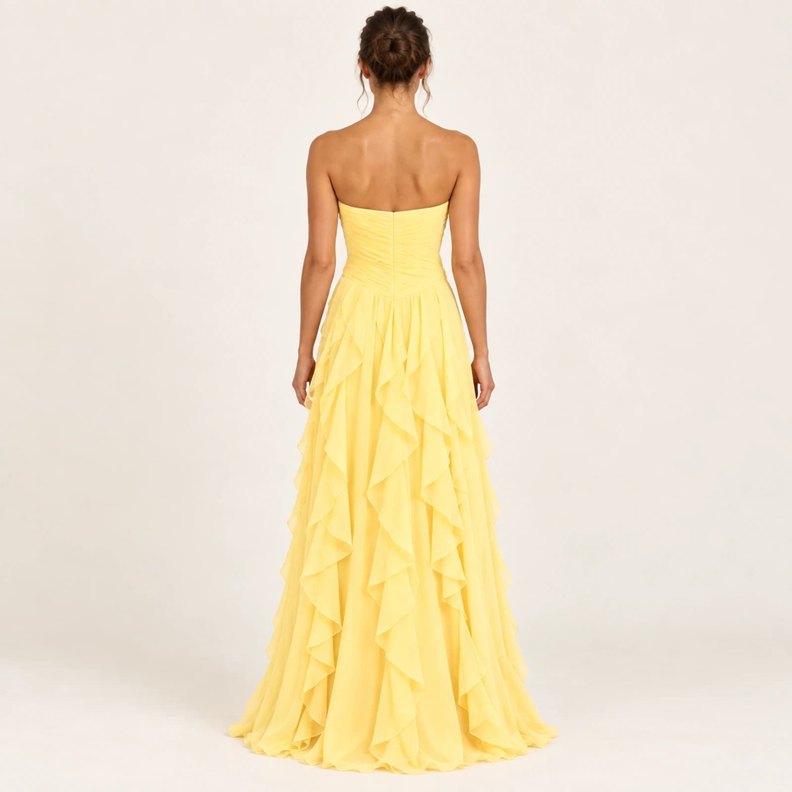 Elaris Ruffle Gown — Butter Yellow, view 2