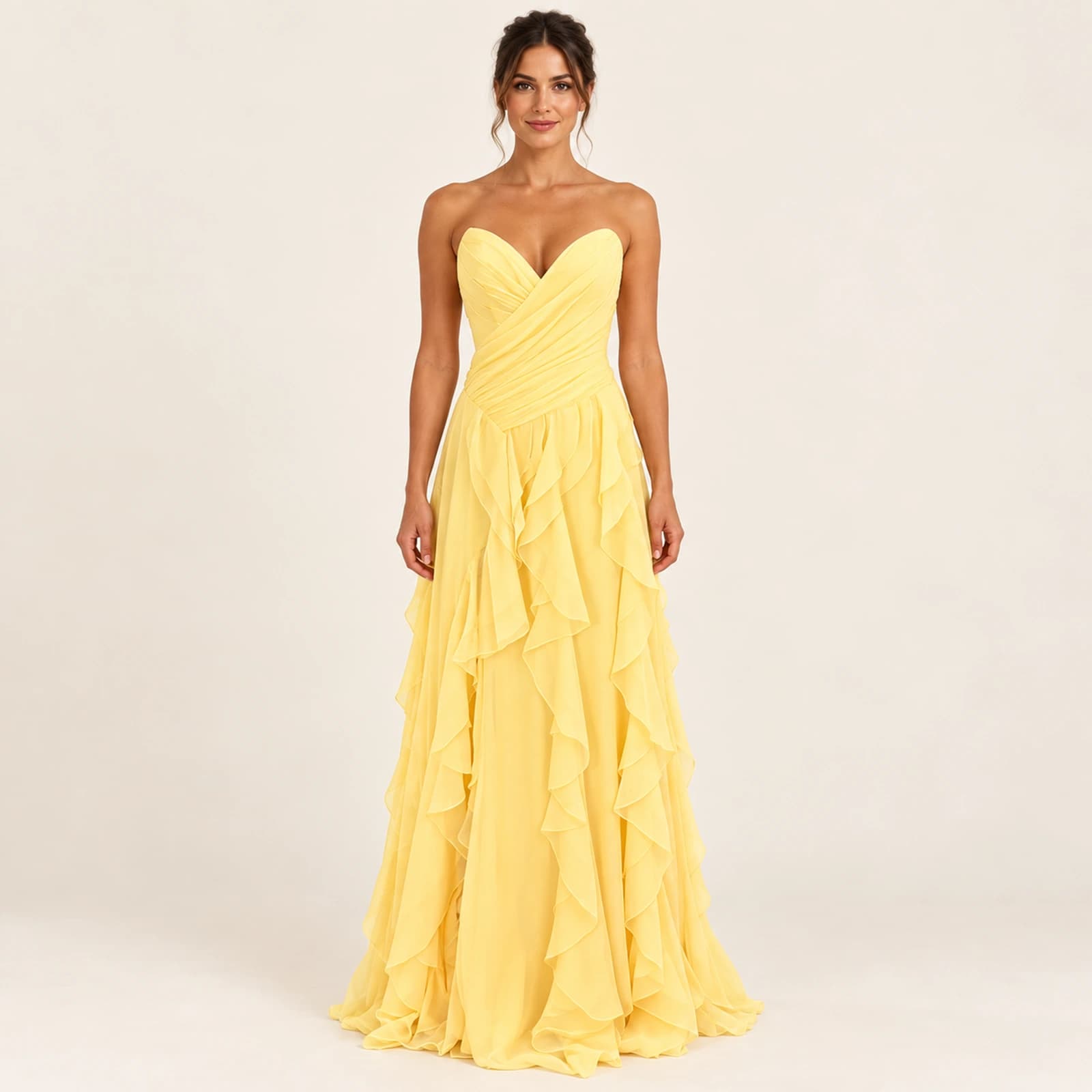 Elaris Ruffle Gown — Butter Yellow, view 1