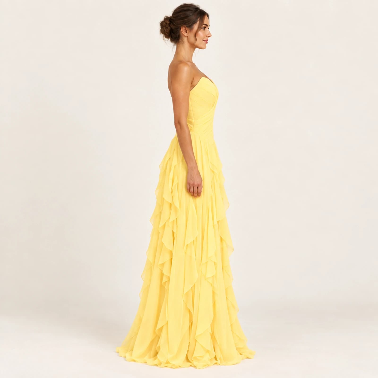 Elaris Ruffle Gown — Butter Yellow, view 4