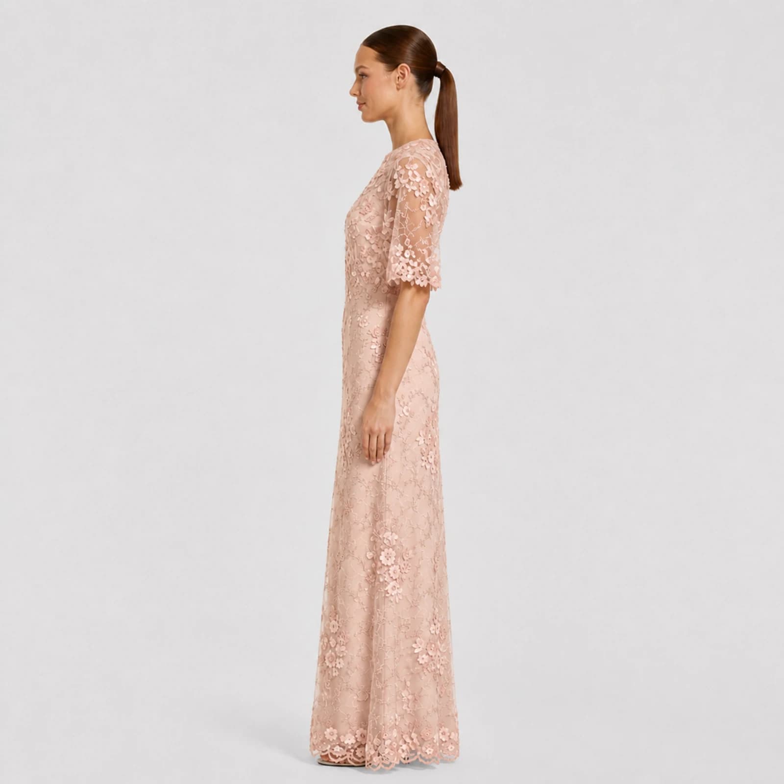 Eleanora Blush Lace Gown, view 3