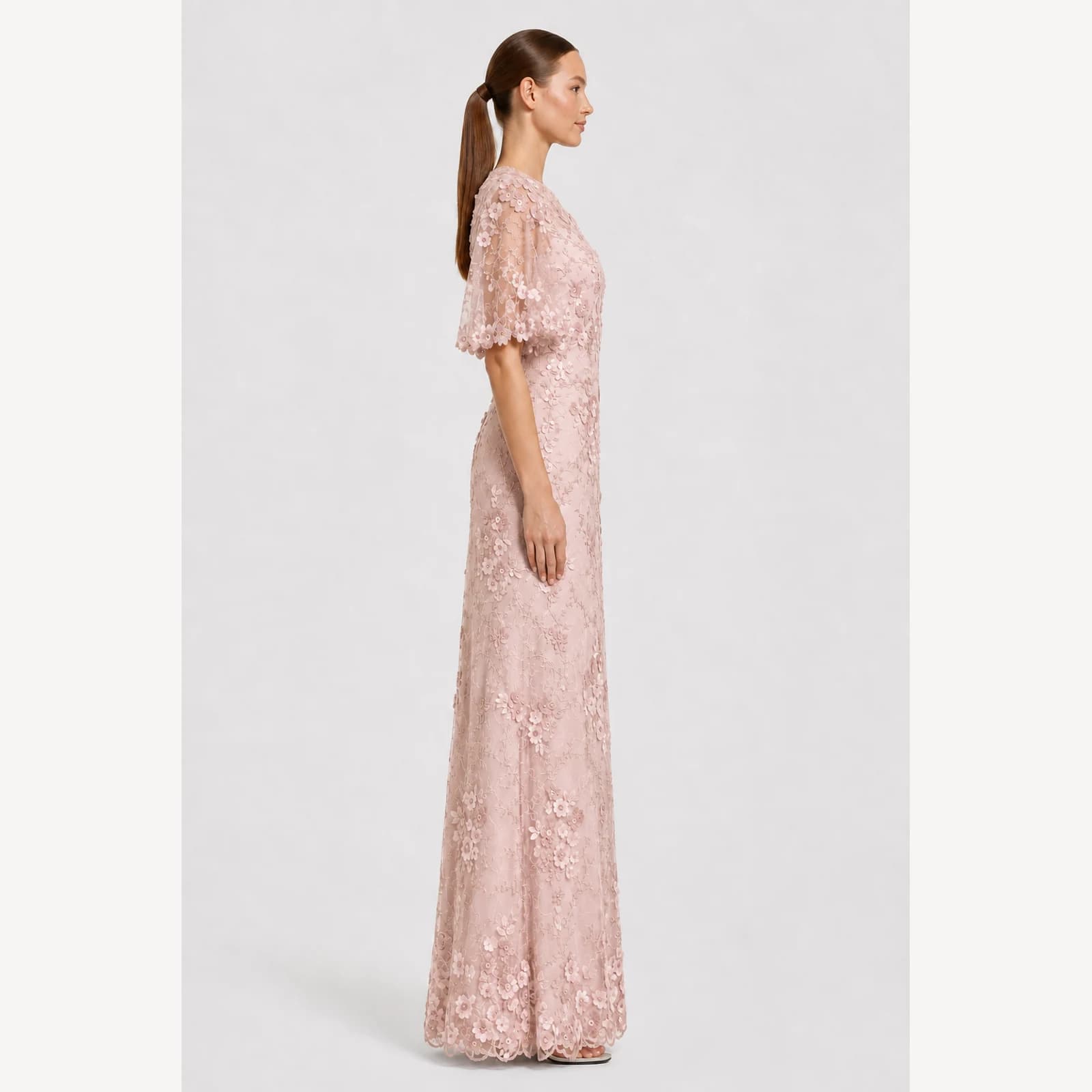 Eleanora Blush Lace Gown, view 4