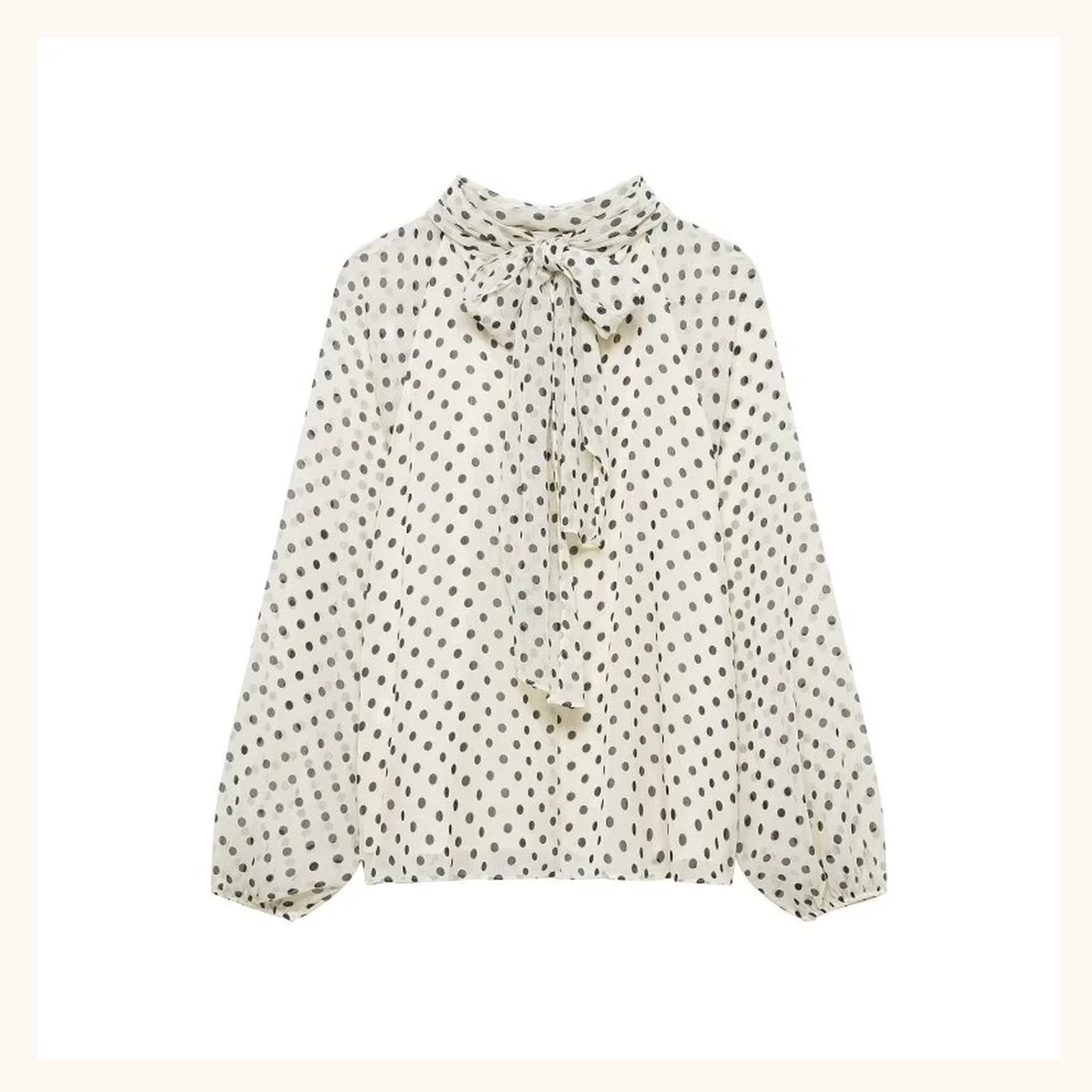 Eloise Bow Polka Dot Blouse, view 1