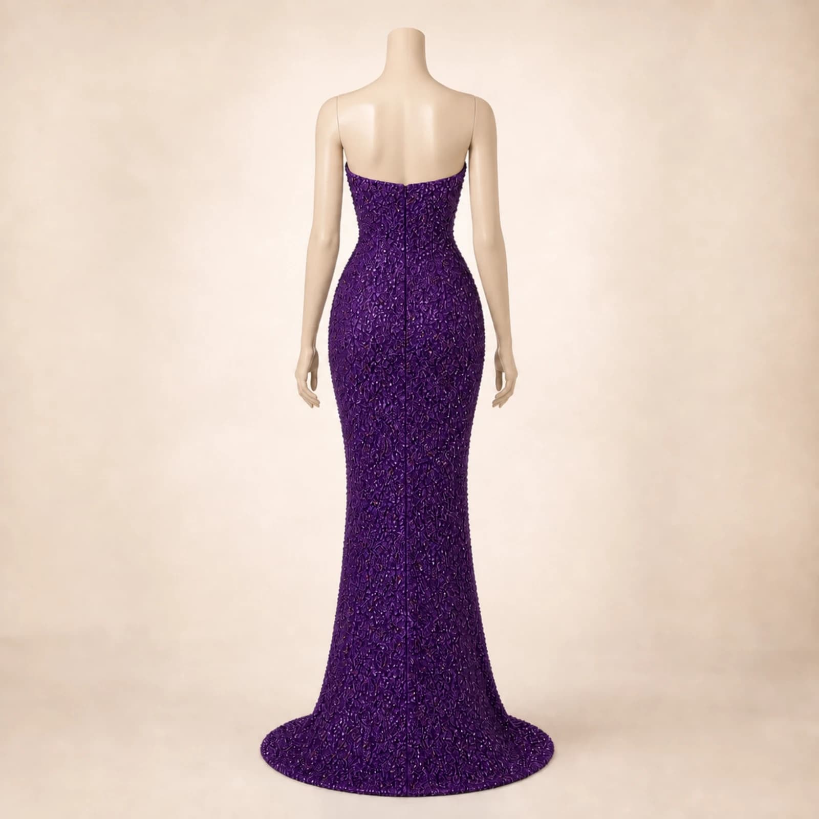 Estelle Purple Crystal Mermaid Gown, view 2