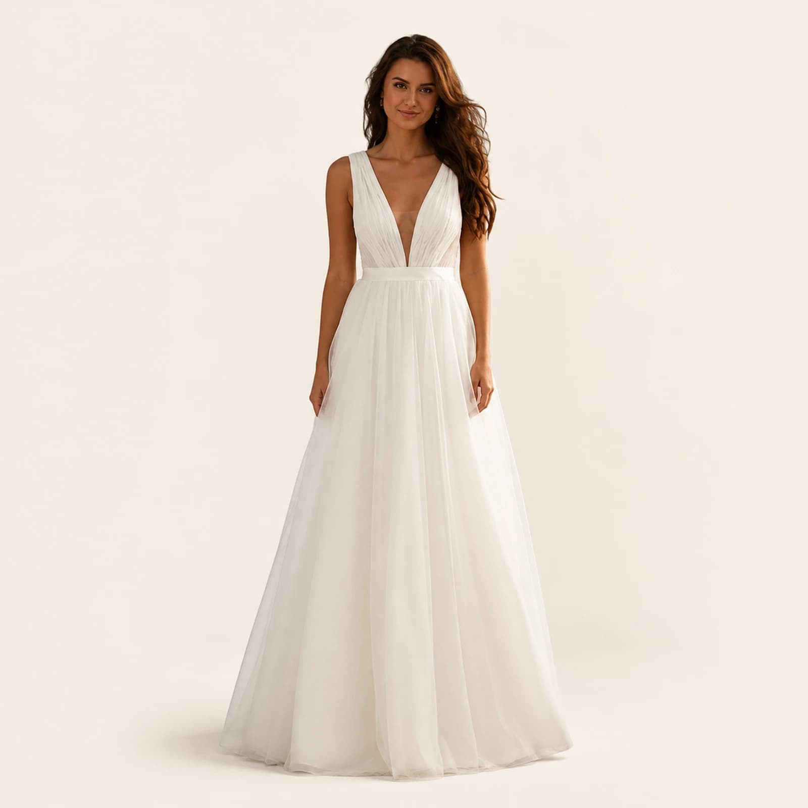 Evelina Ivory Tulle Bridal Dress, view 1