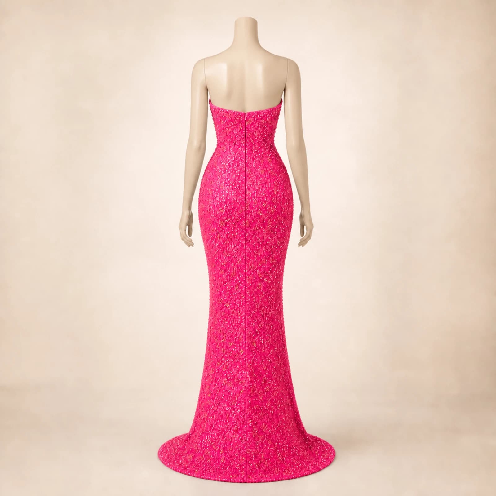 Fiora Pink Crystal Mermaid Gown, view 2