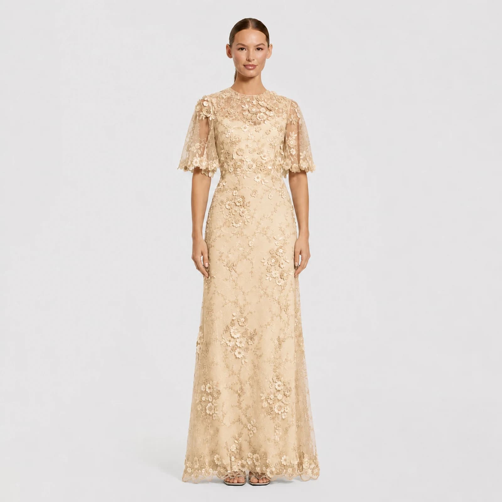 Francesca Champagne Lace Gown, view 1