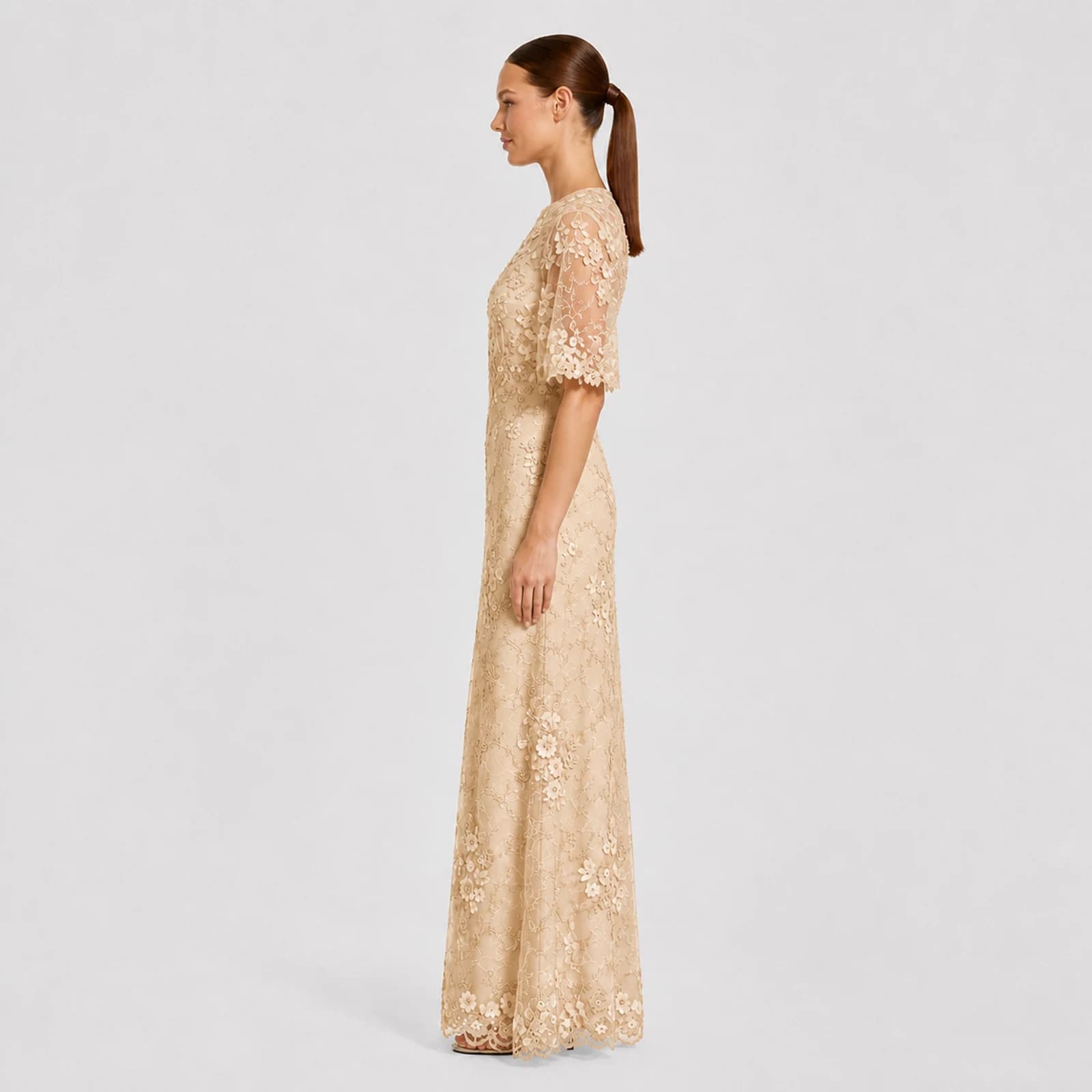 Francesca Champagne Lace Gown, view 3