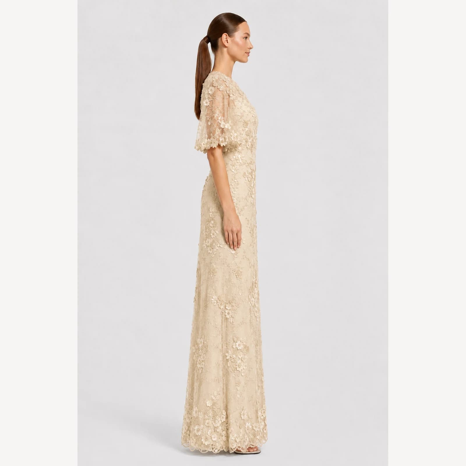 Francesca Champagne Lace Gown, view 4
