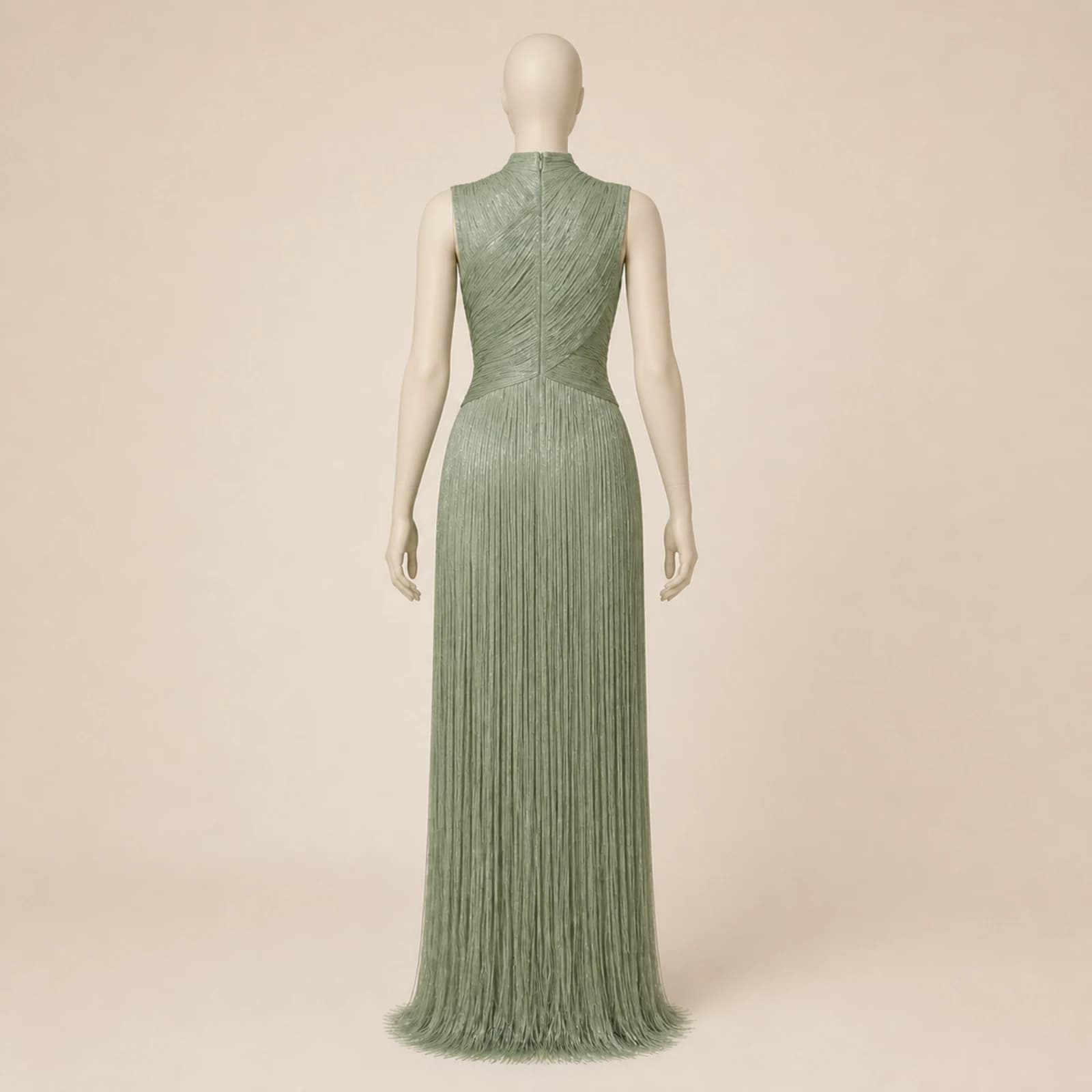 Galina Sage Fringe Evening Gown, view 2
